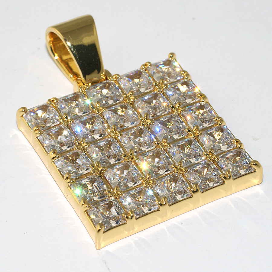 Exquisite Gold Asscher Cut Iced Out Medallion Pendant - Perfect for Hip-Hop Jewelry, Men's Luxury Chains & Statement Necklaces
