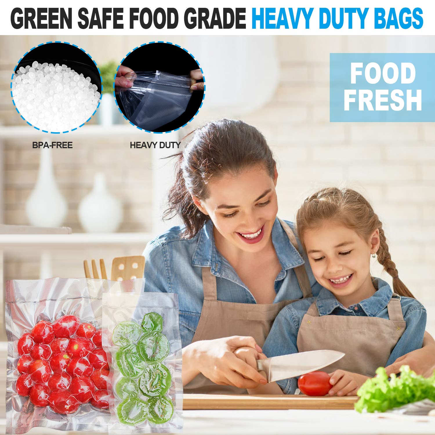 CANLENPK 6×10 Inch (15x25cm) Vacuum Sealer Bags - 100 Pack Heavy Duty Pint Size Precut Food Storage Bags | Seal & Preserve Meals, Snacks, Fruits, Nuts | Boil, Steam, Heat & Freeze Safe | Commercial Grade Sous Vide Bags for Home Kitchen & Restaurant Use