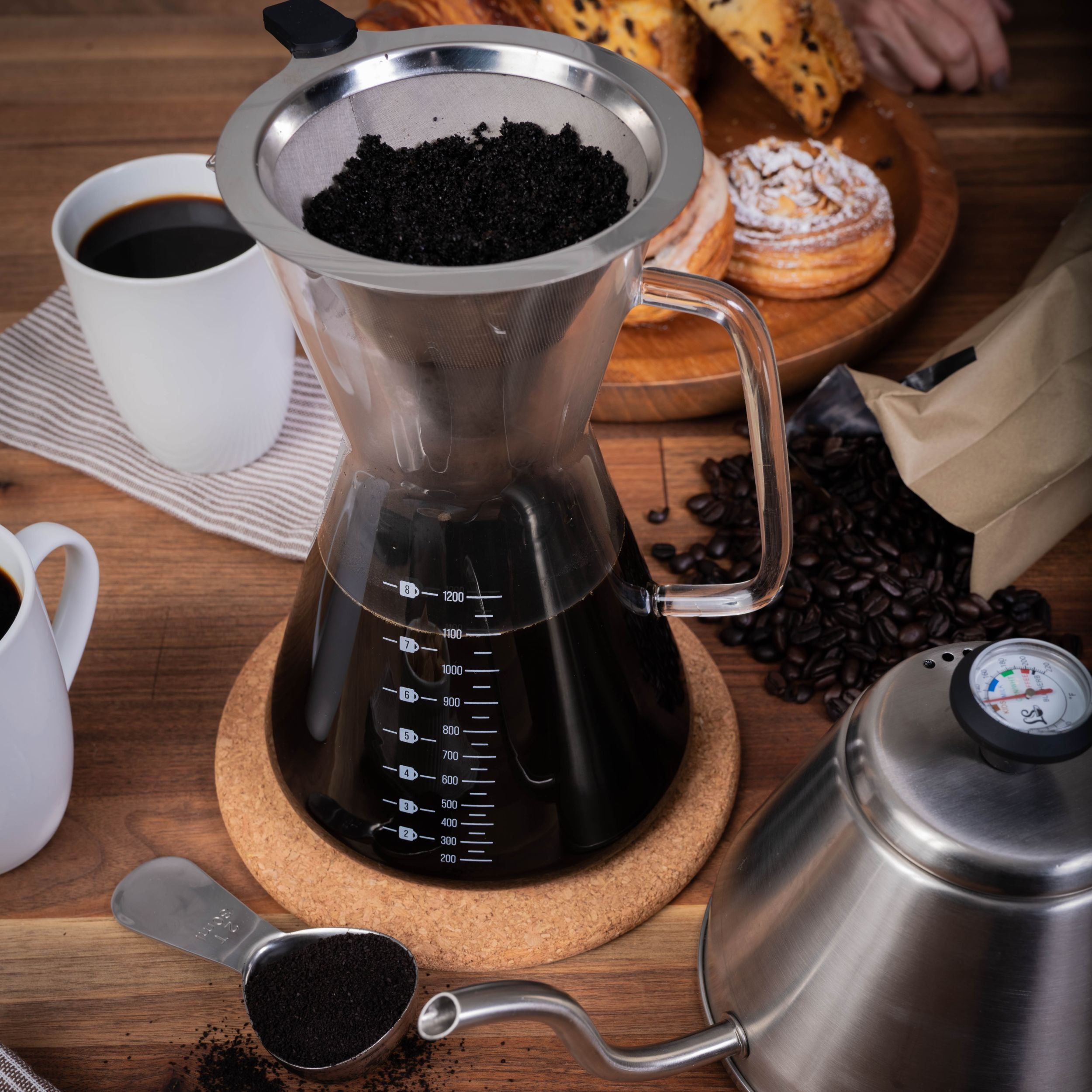 Premium Glass Coffee Carafe - 34oz Insulated Thermal Carafe with Stainless Steel Lid - Perfect for Home, Office, or Restaurants - Keeps Coffee Hot for Hours - Ideal for Serving and Storing Coffee, Tea, or Hot Beverages