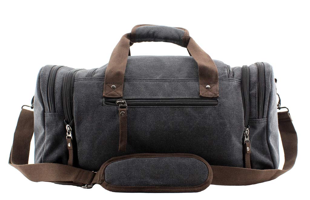 Stylish Canvas Weekender Bag - Durable Overnight Travel Tote & Shoulder Duffel Luggage for Women & Men | Perfect for Weekend Getaways, Gym, Beach Trips & Business Travel (Model 170804-02)