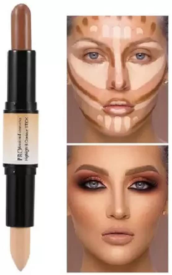 KAYI Highlighter & Contour Stick - Dual-Ended Makeup Stick with Blending Sponge | Creamy Concealer & Illuminating Highlighter for Face Contouring | Perfect for Everyday Makeup & Professional Beauty Looks