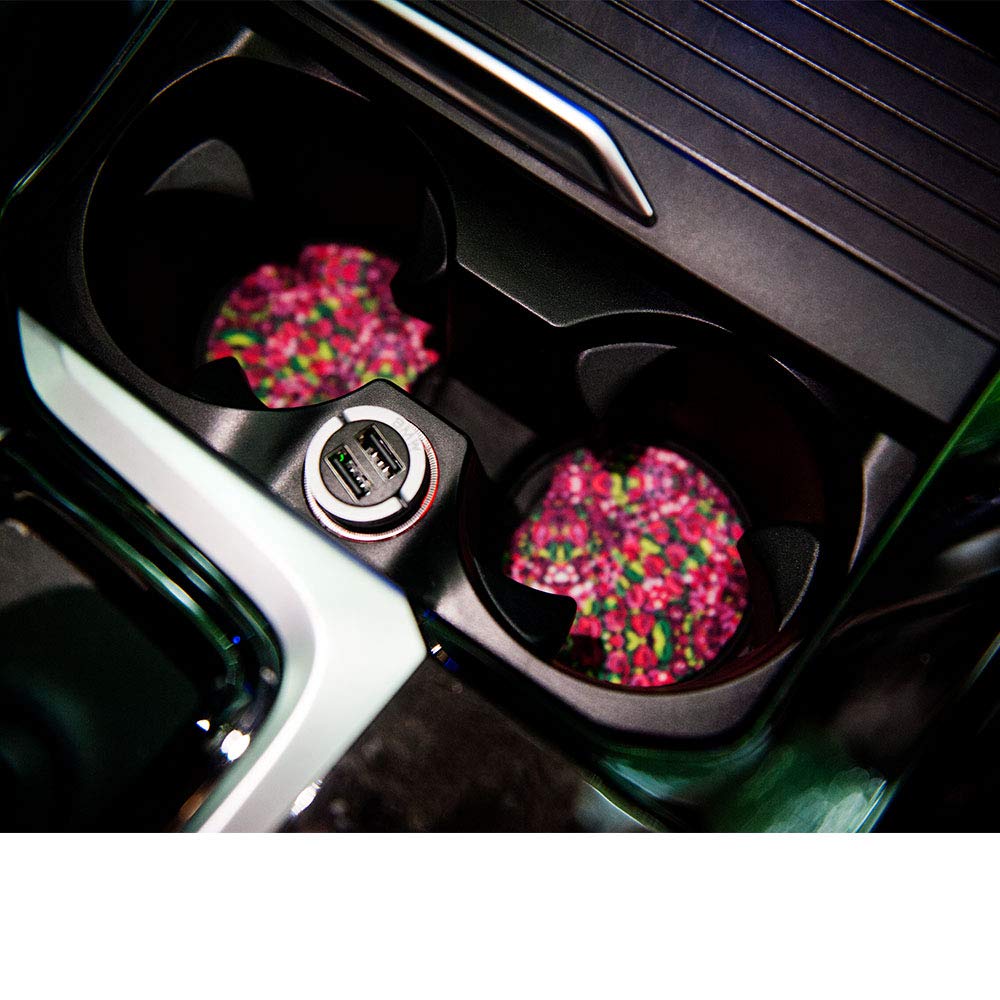 Sunflower Car Coaster Set - 6 Pack Neoprene Non-Slip Cup Holder Mats for Cars | Perfect for Coffee, Soda & Water Bottles | Car Accessories & Drink Protectors