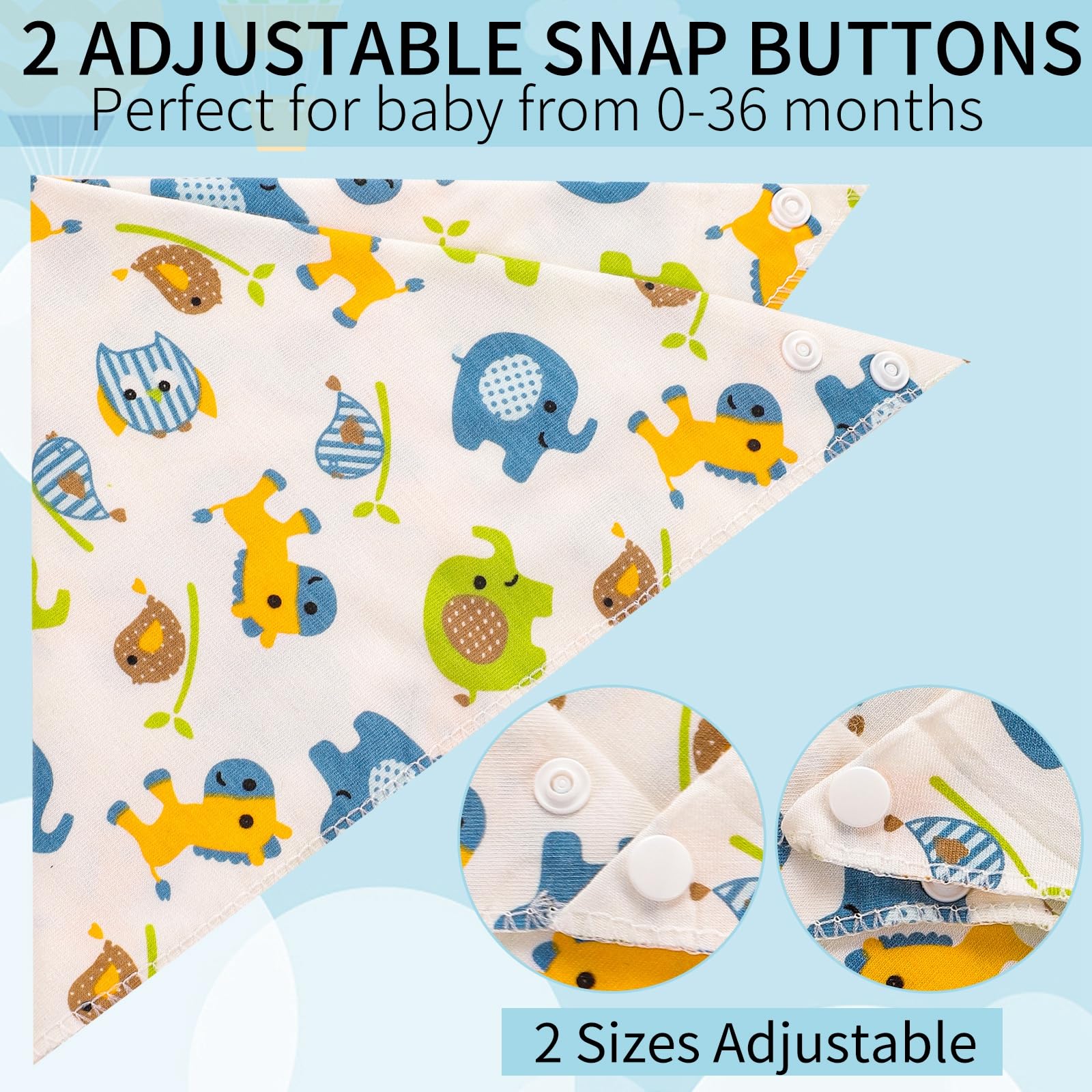 10-Pack Baby Bandana Drool Bibs - Super Absorbent Cotton Feeding Bibs with Adjustable Snaps for Newborns & Toddlers (0-36 Months) | Soft & Gentle for Daily Use, Mealtime, and Drool Protection