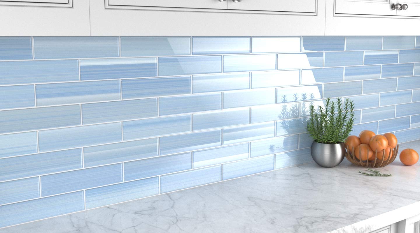 Big Blue Glass Tile - Premium Mosaic for Kitchen Backsplash & Shower Walls - Waterproof & Stain-Resistant - Perfect for Bathroom Renovation & Home Decor - Free Sample Available