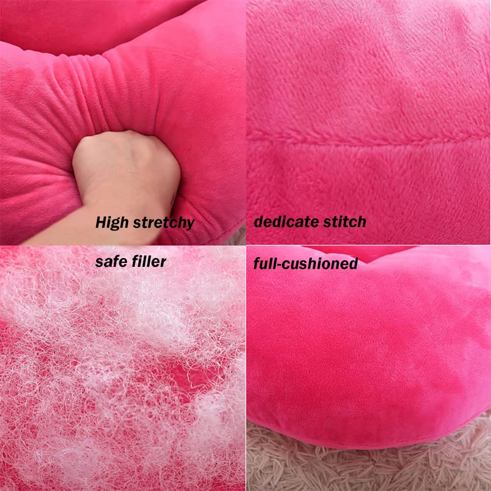 Red Velvet Lip Pillow - Hot Pink Love Cushion for Bed & Living Room Decor