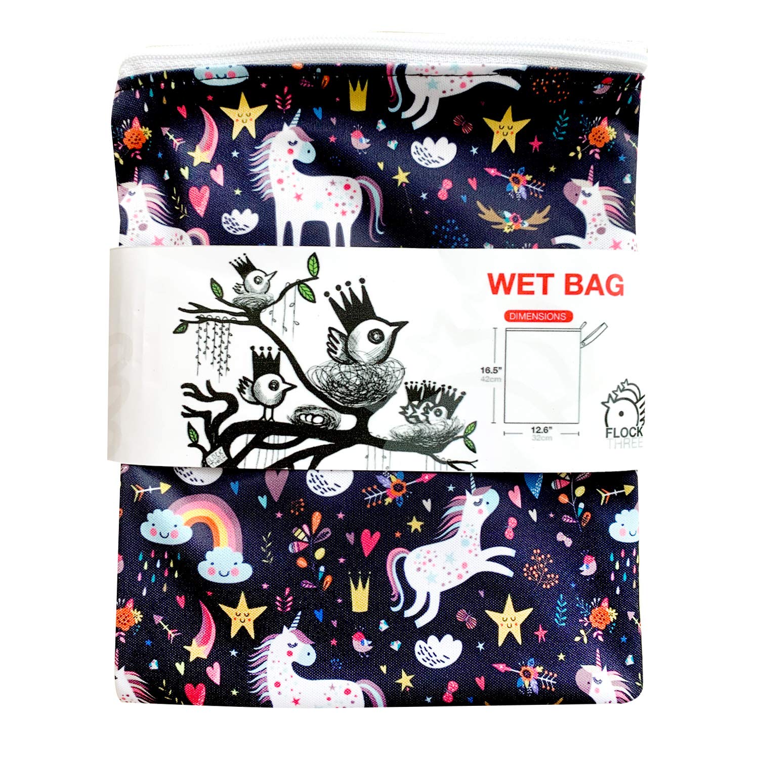 Waterproof Reusable Wet Bag for Diapers, Swimsuits & Toiletries - Large 12.6