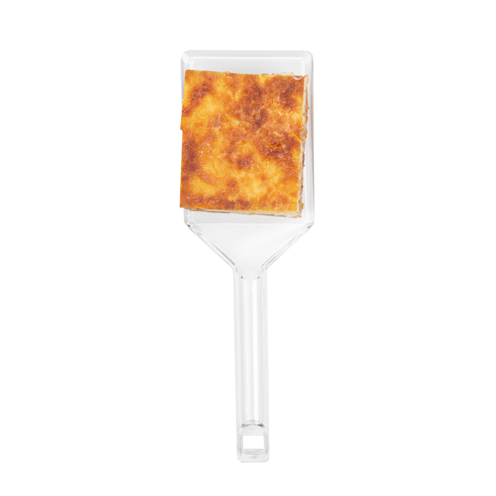 Restaurantware Cater Tek 10 Inch Disposable Serving Spatulas - 100 Pack Heavy-Duty Clear Plastic Lasagna Spatulas with Wide Edge & Comfortable Handle for Brownies, Cakes, Eggs - Perfect for Catering, Buffets, and Food Service