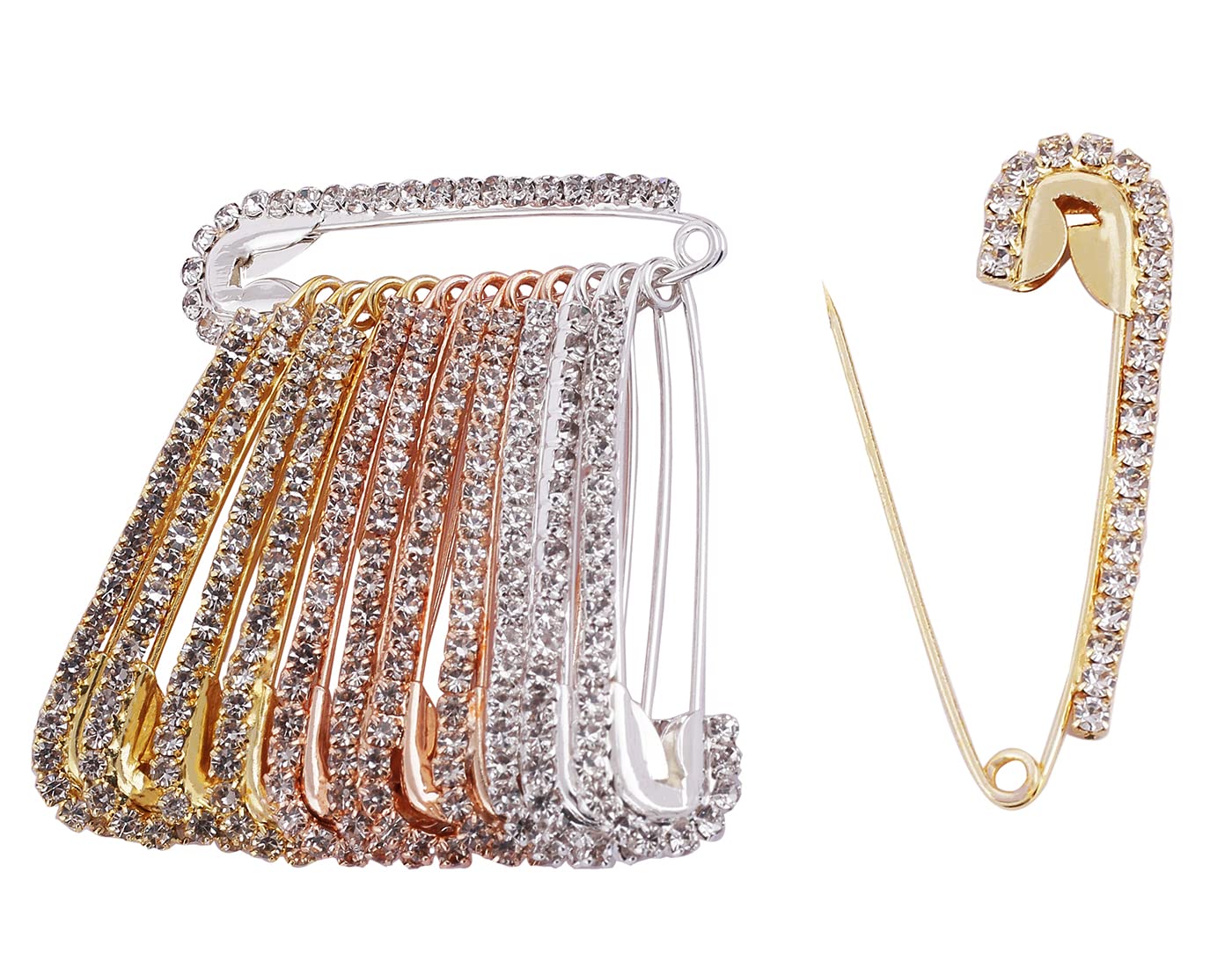 VAMA Fashions Golden Saree Safety Pins - Premium Sari Dress Clips for Women | Secure Pallu, Dupatta & Chunari | Perfect for Weddings, Parties & Traditional Outfits