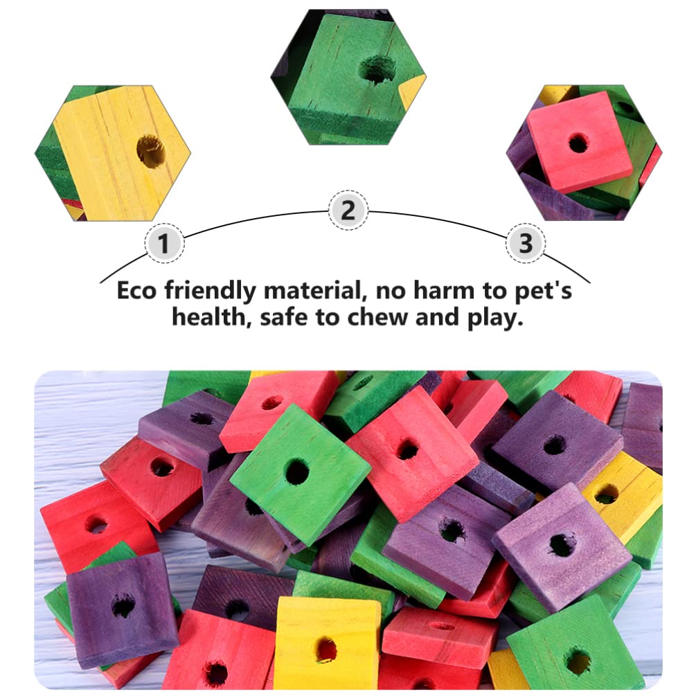 Balacoo 50pcs Natural Wooden Bird Chew Toys - Parrot Chewing Blocks, Puzzle Toys & Cage Accessories for Teething, Beak Trimming & Mental Stimulation - Perfect for Parrots, Cockatiels & Long-Tailed Birds