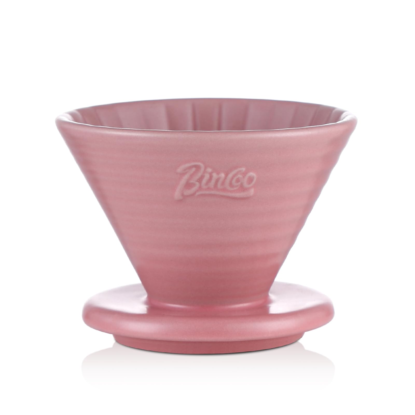 Bincoo Ceramic V60 Pour Over Coffee Dripper Size 01 - Manual Brew Cone for 1-2 Cups, Perfect for Home Baristas & Coffee Lovers (Pink) | Ideal for Morning Brews, Office Use & Thoughtful Gifts