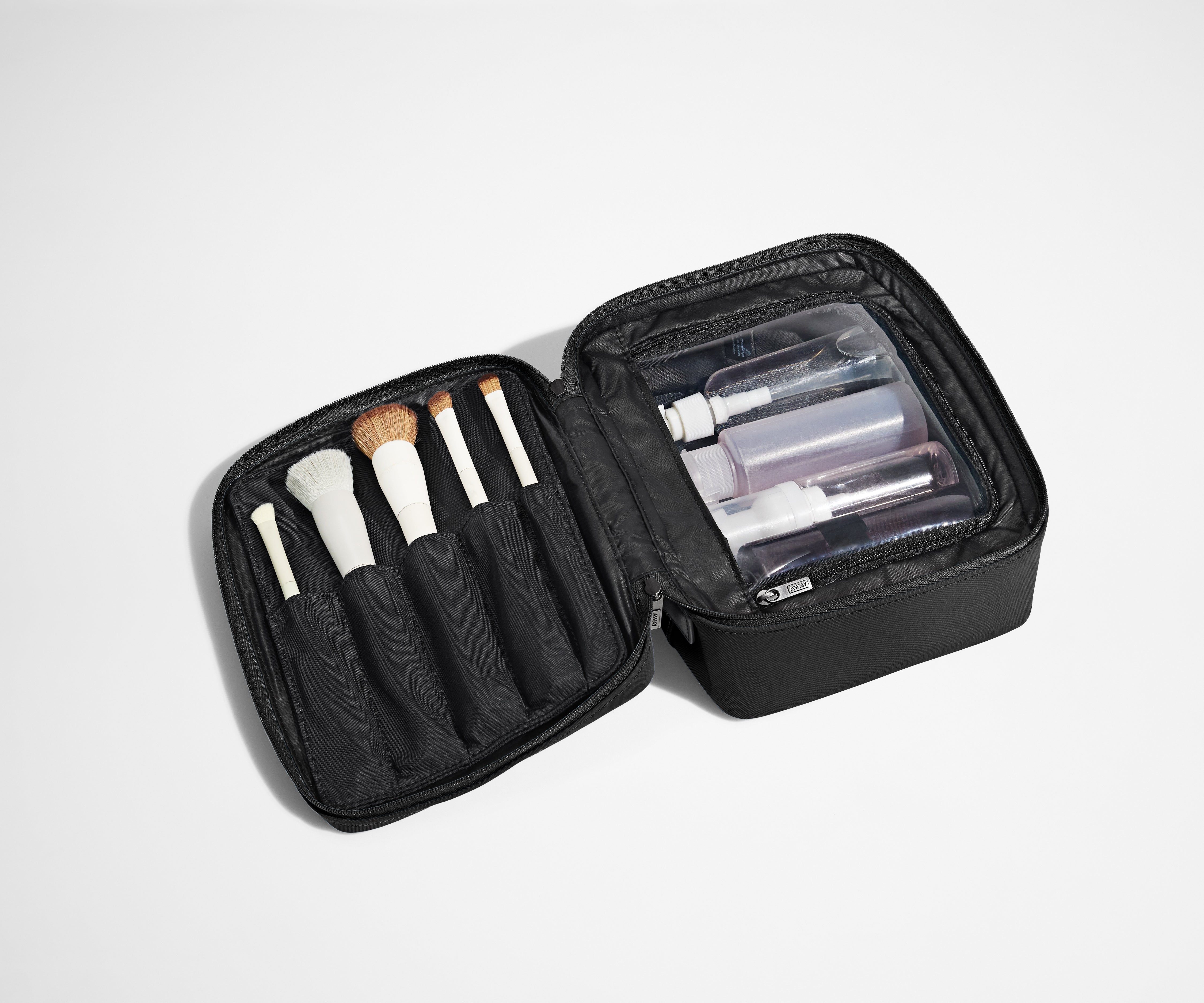 Premium Jet Black Cosmetics Bag for Women - Travel Makeup Organizer with Multiple Pockets | Perfect for Travel, Gym & Everyday Use