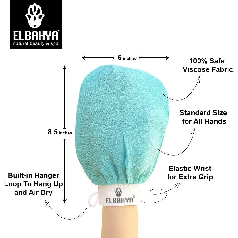 Exfoliating Mitt Body Scrubber - Kessa Hammam Glove for Dead Skin Removal (Pack of 2, Orange) - Perfect for Spa, Home Use & Moroccan Bath Rituals