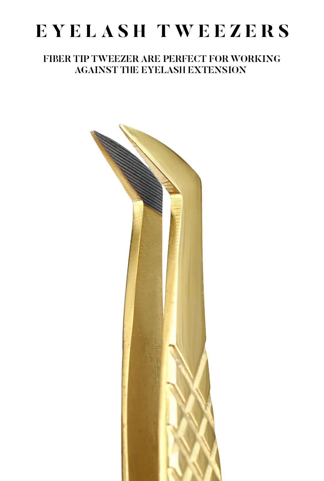 Professional Golden Fiber Tip Lash Tweezer for Eyelash Extensions - Precision Eyelash Extension Tools for Salon & Home Use