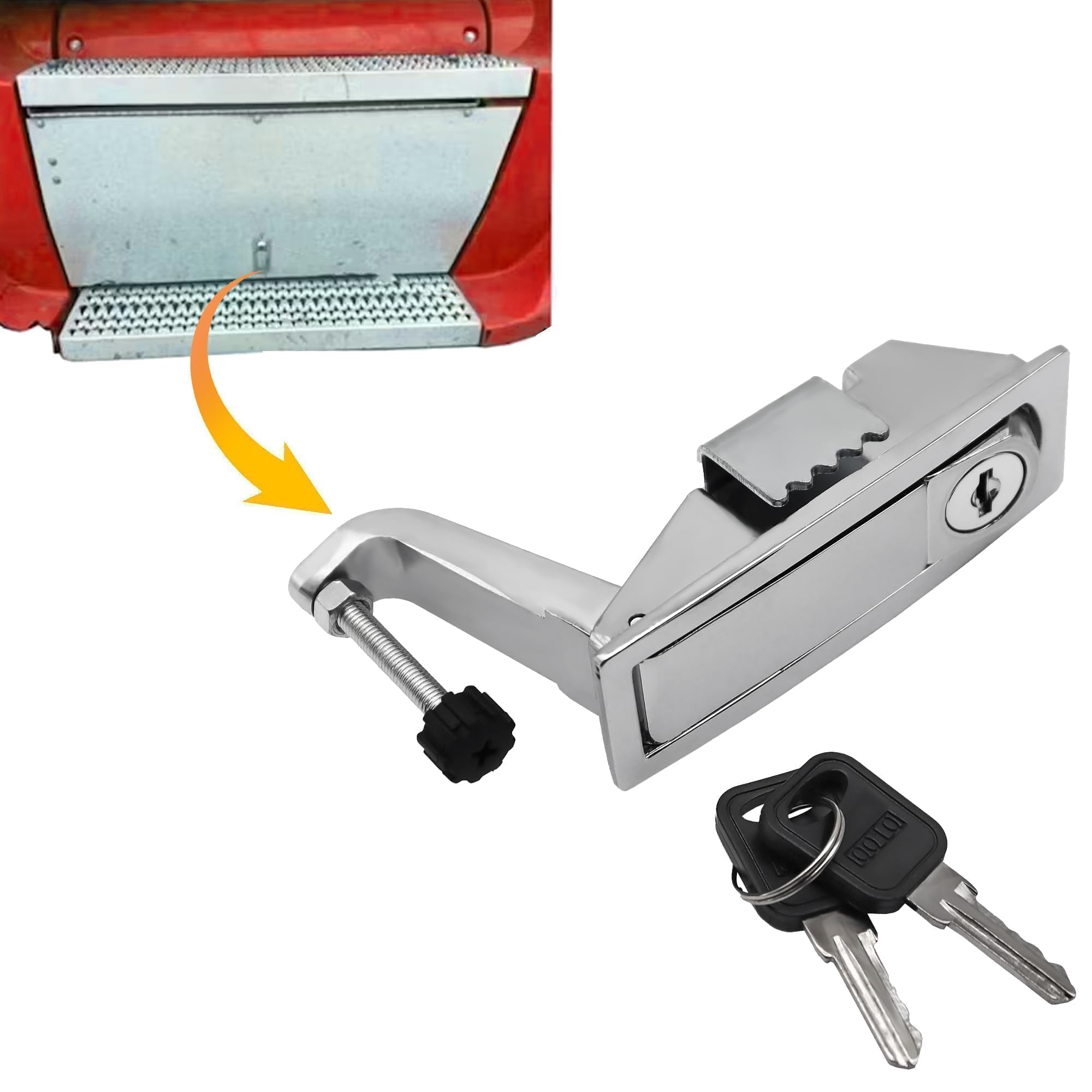 Heavy Duty All Metal Latch Lock Kit for Peterbilt 386 387 Tool Box - Stainless Steel Plated Latch with Lock & 2 Keys - Replacement for C233213 C23-3213 - Perfect for Truck Tool Box Security and Organization