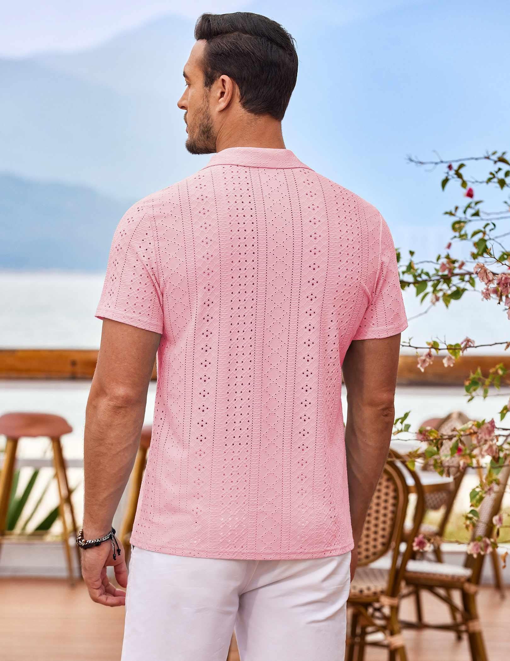 COOFANDY Men's Tropical Short Sleeve Button Down Shirt - Casual Cuban Collar Beach Shirt for Summer Vacation | Perfect for Pool Parties, Beach Outings & Tropical Getaways