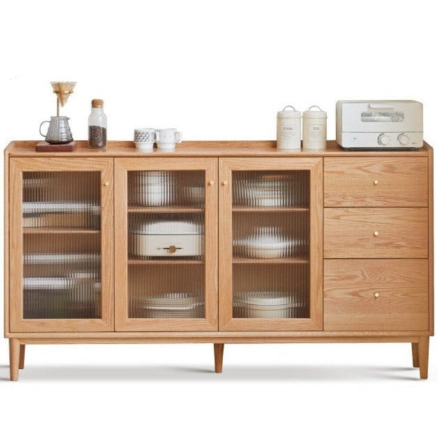 Premium Solid Wood Sideboard with Sliding Doors - Oak, Ash, Black Walnut & Cherry Options - Perfect for Dining Room Storage & Living Room Organization