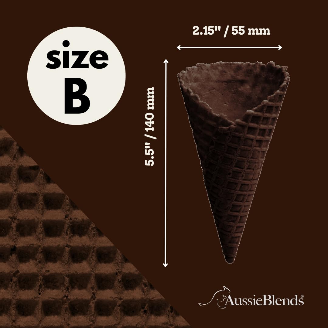AussieBlends Bulk Waffle Ice Cream Cones - 312 Count Dark Chocolate Flavor (Black Cocoa, Regular Size) for Soft Serve, Gelato & Scooped Ice Cream | Perfect for Ice Cream Shops, Dessert Bars & Home Use