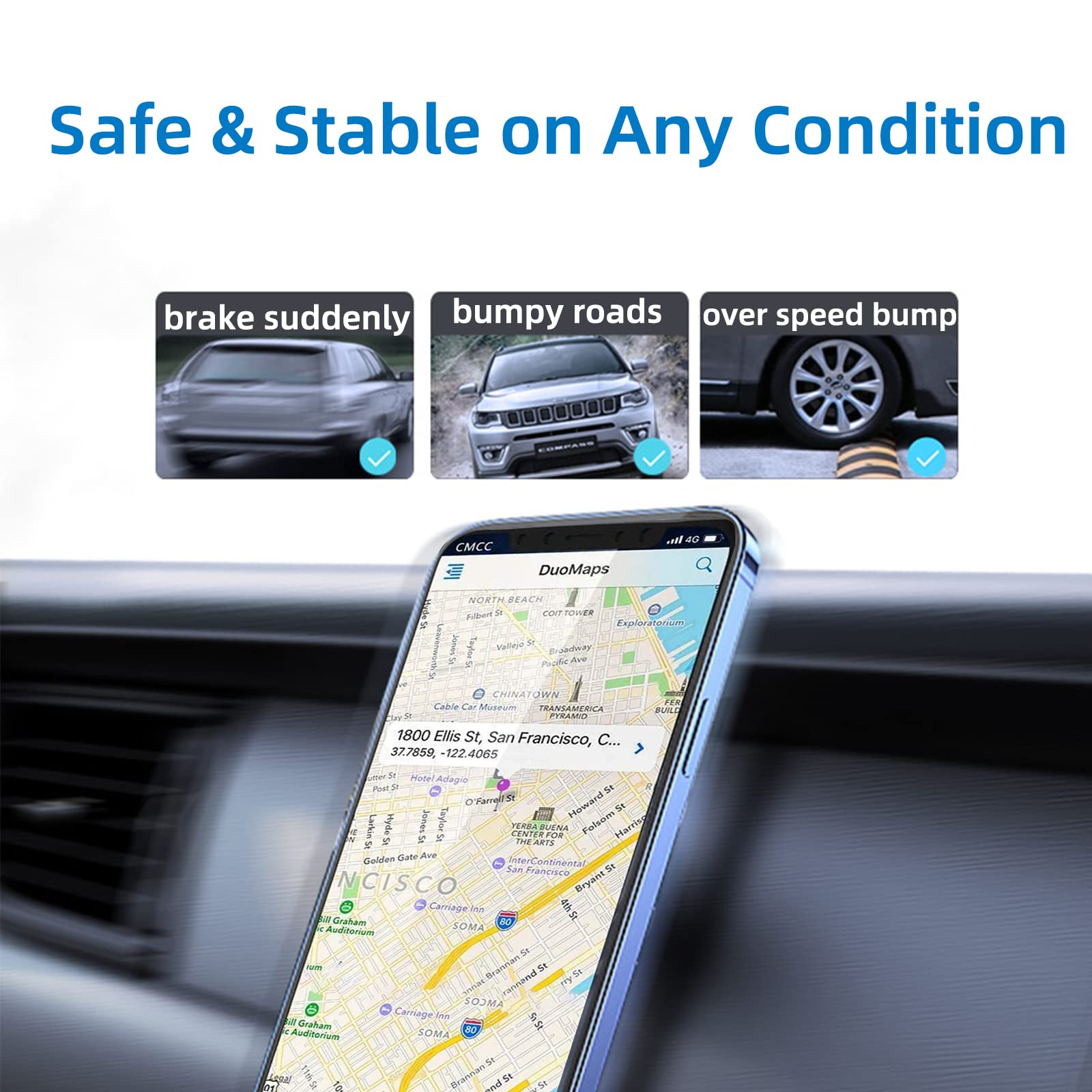 Super Strong Magnetic Phone Holder for Car - 360° Rotatable Universal Dashboard Mount Compatible with All Smartphones (Black) | Perfect for Hands-Free Navigation, Safe Driving & Road Trips