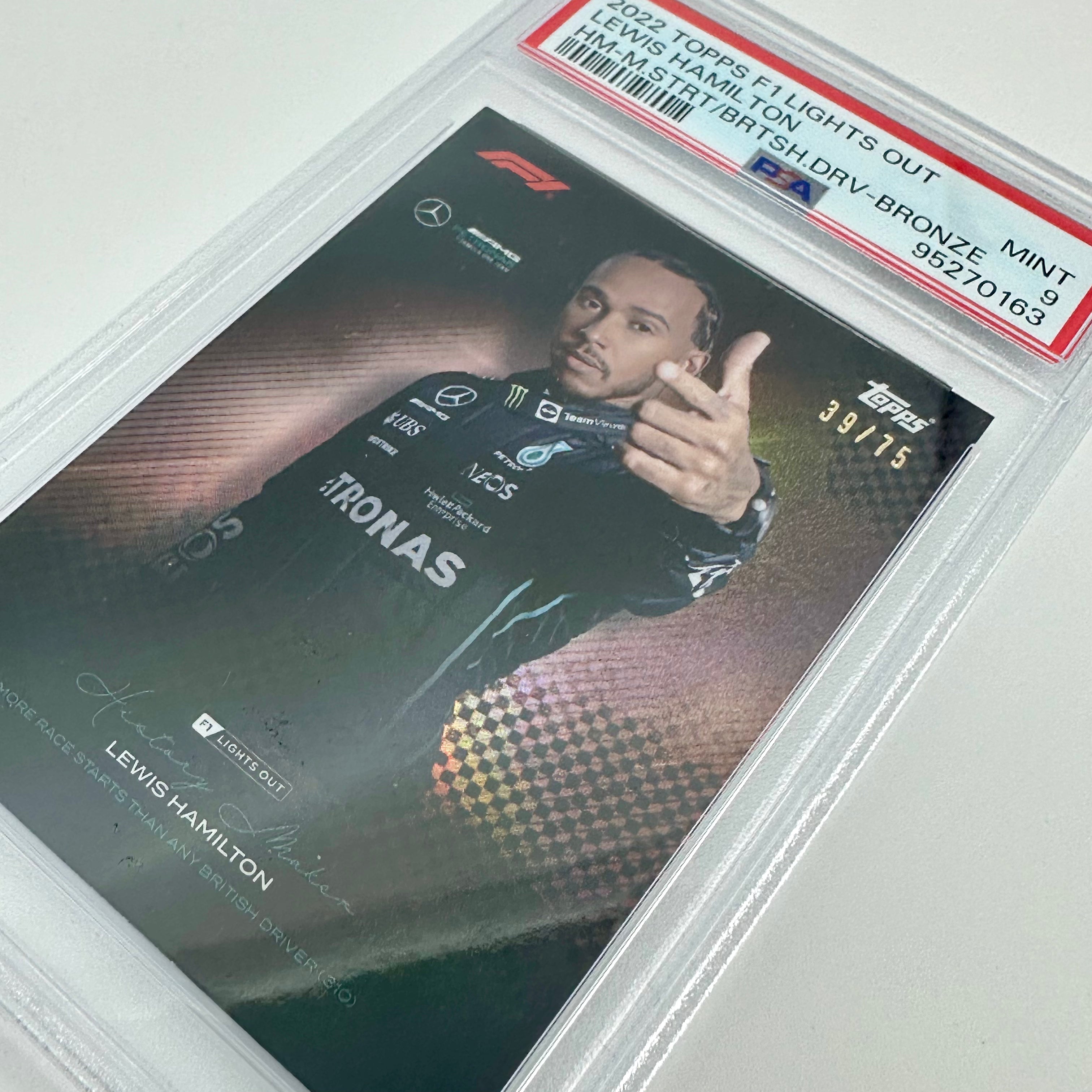PSA 9 Graded 39/75 Lewis Hamilton History Maker Bronze Trading Card - Perfect for Collectors, Sports Memorabilia & F1 Racing Fans