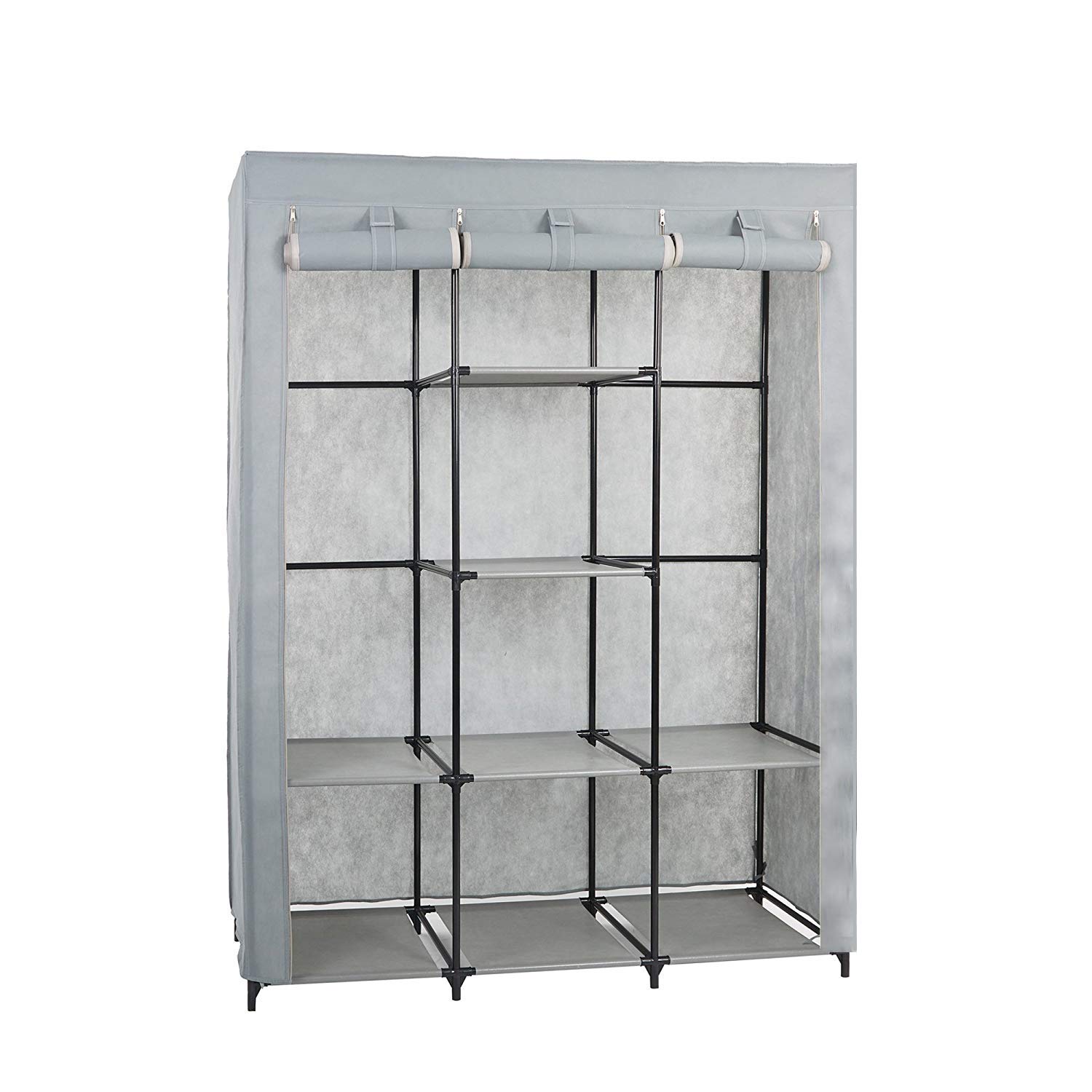 Portable Wardrobe Closet with Dustproof Non-Woven Fabric Cover - Foldable Storage Organizer for Clothes, Bedroom, Closet & Travel Use