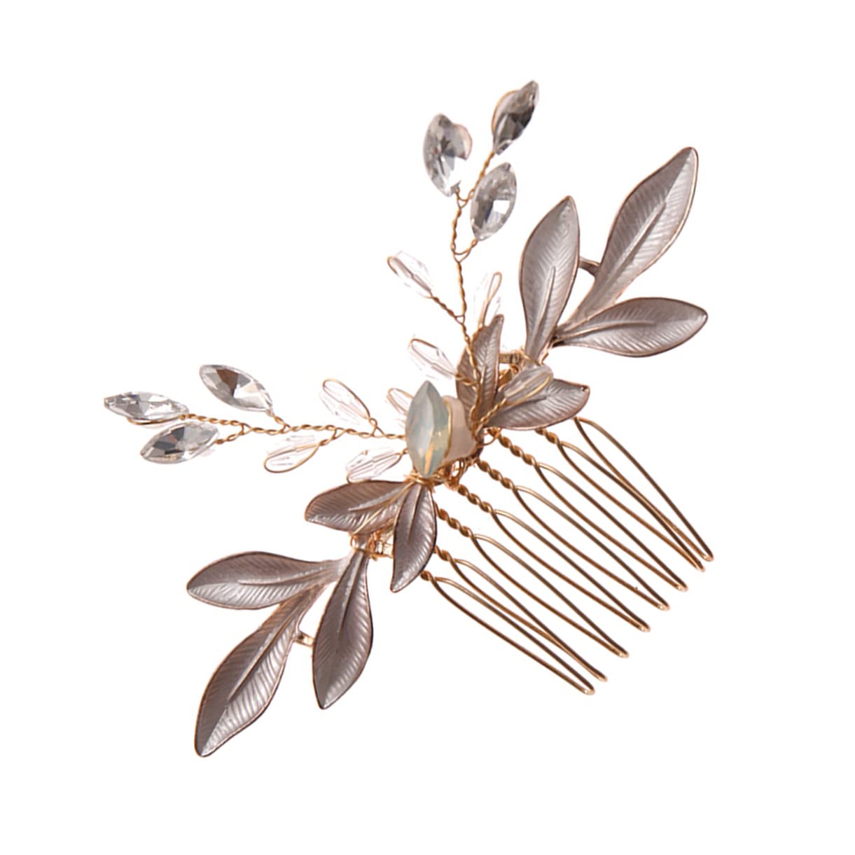 Elegant Rhinestone Leaf Wedding Hair Comb - Handmade Zinc Alloy Bridal Headpiece for Bride, Bridesmaids & Special Occasions | Perfect for Weddings, Proms & Formal Events