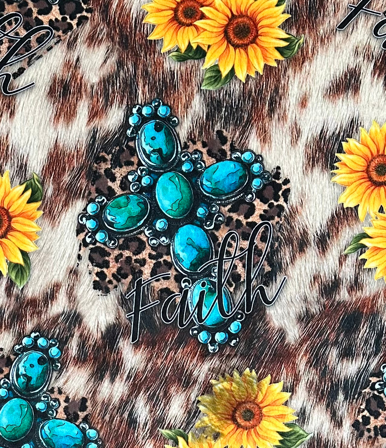 Turquoise Cross and Sunflowers on Mallard Luxe 55x80 Large Minky Blanket - Soft Cozy Throw for Bed, Sofa & Gift - Home Decor, Nursery, Dorm Room
