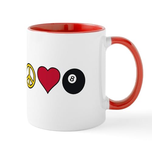 White/Red Inside - Peace Heart Billiards Mugs