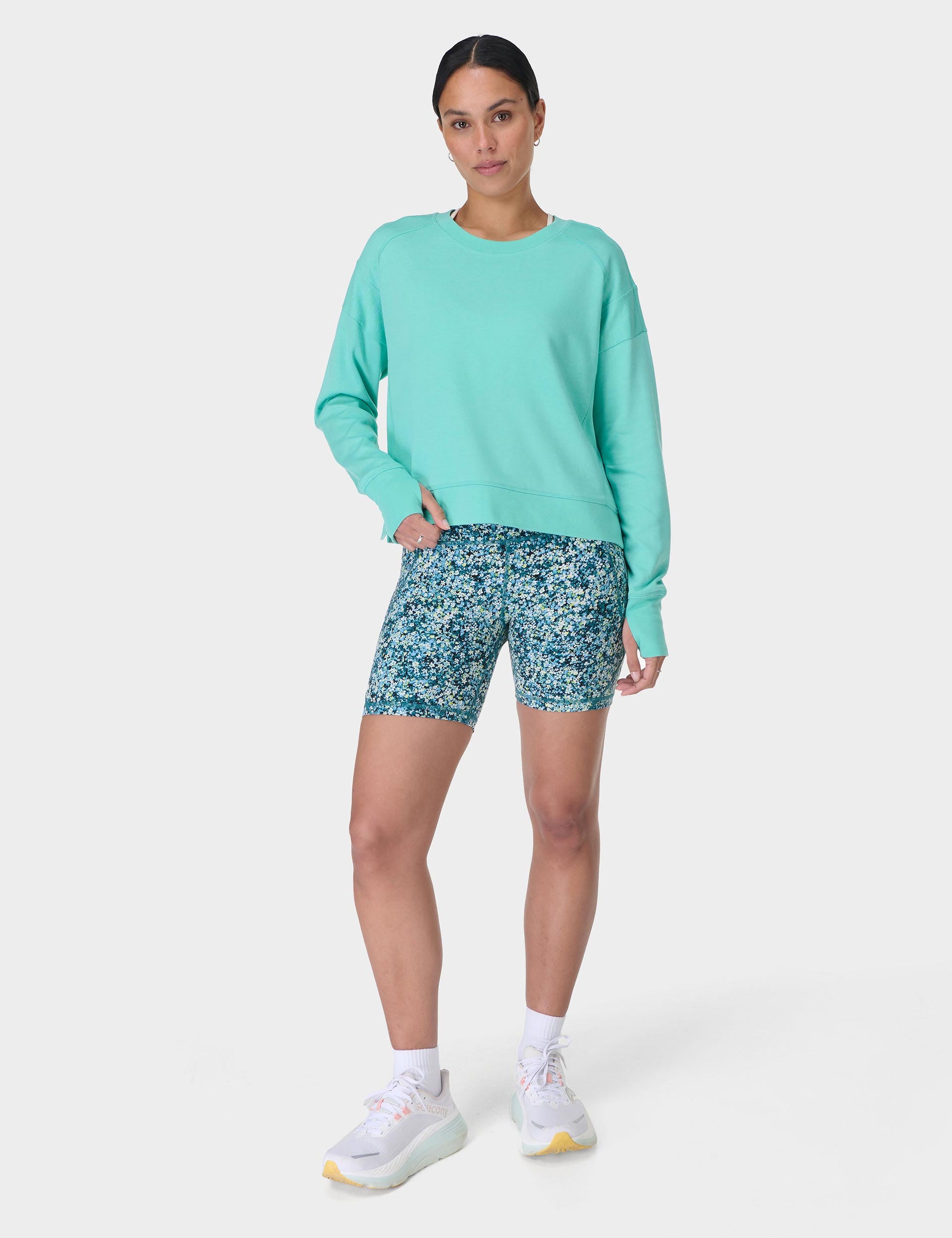 After Class Crop Sweatshirt - Women's Casual Pullover Hoodie in Sea Spray Blue | Perfect for School, Gym, and Streetwear Fashion