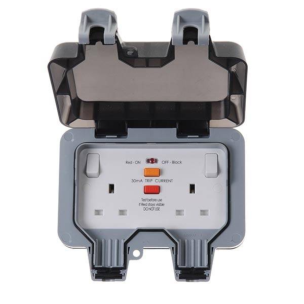 BG Storm Weatherproof Double Socket RCD WP22ARCD - Outdoor Waterproof Electrical Outlet for Patio, Garden & Pool Area - Perfect for Power Tools, Lighting & Holiday Decorations