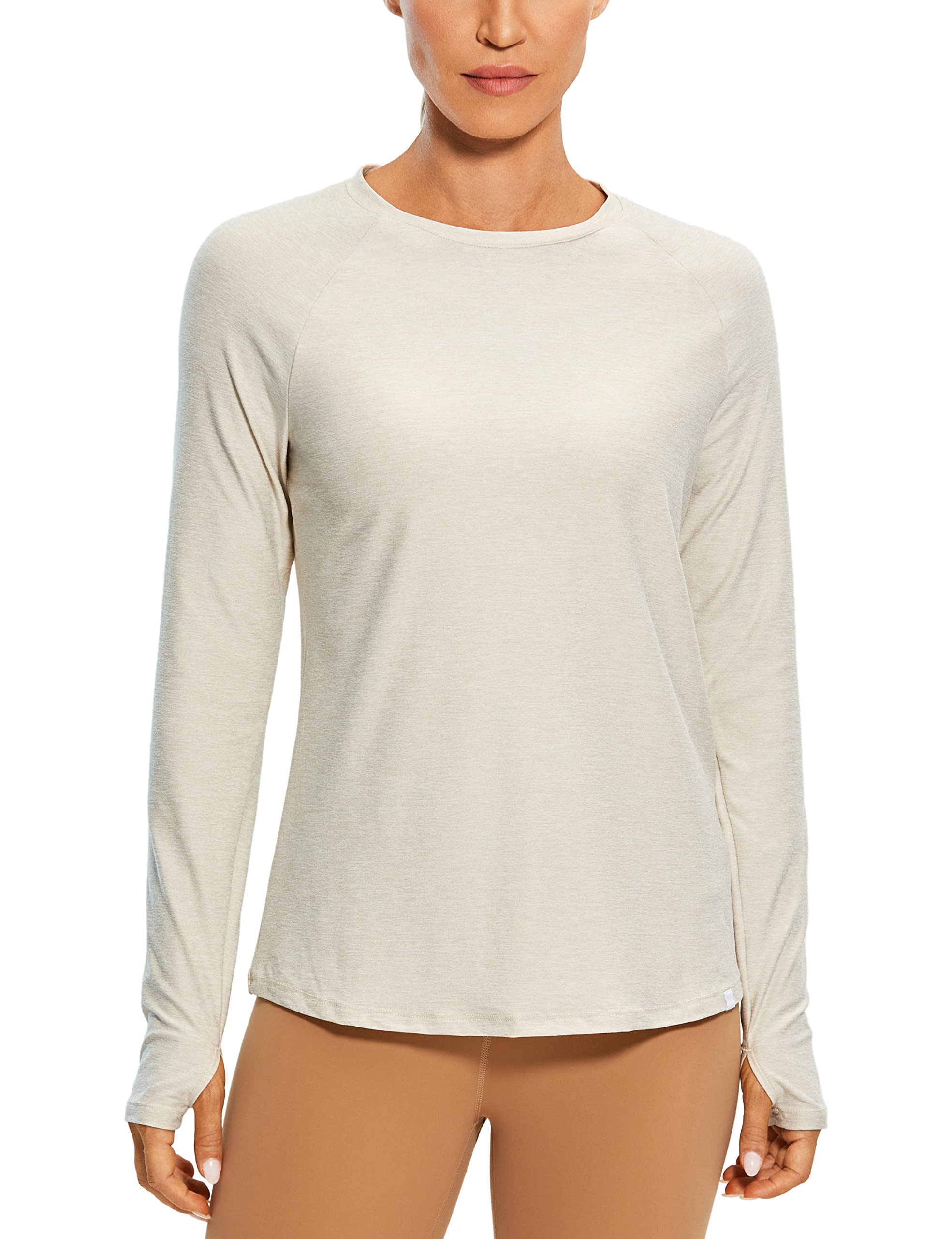 CRZ YOGA Women's Long Sleeve Workout Shirts - Breathable Athletic Yoga Tops with Thumb Holes for Running, Gym & Yoga | Perfect for Fitness, Training & Outdoor Activities