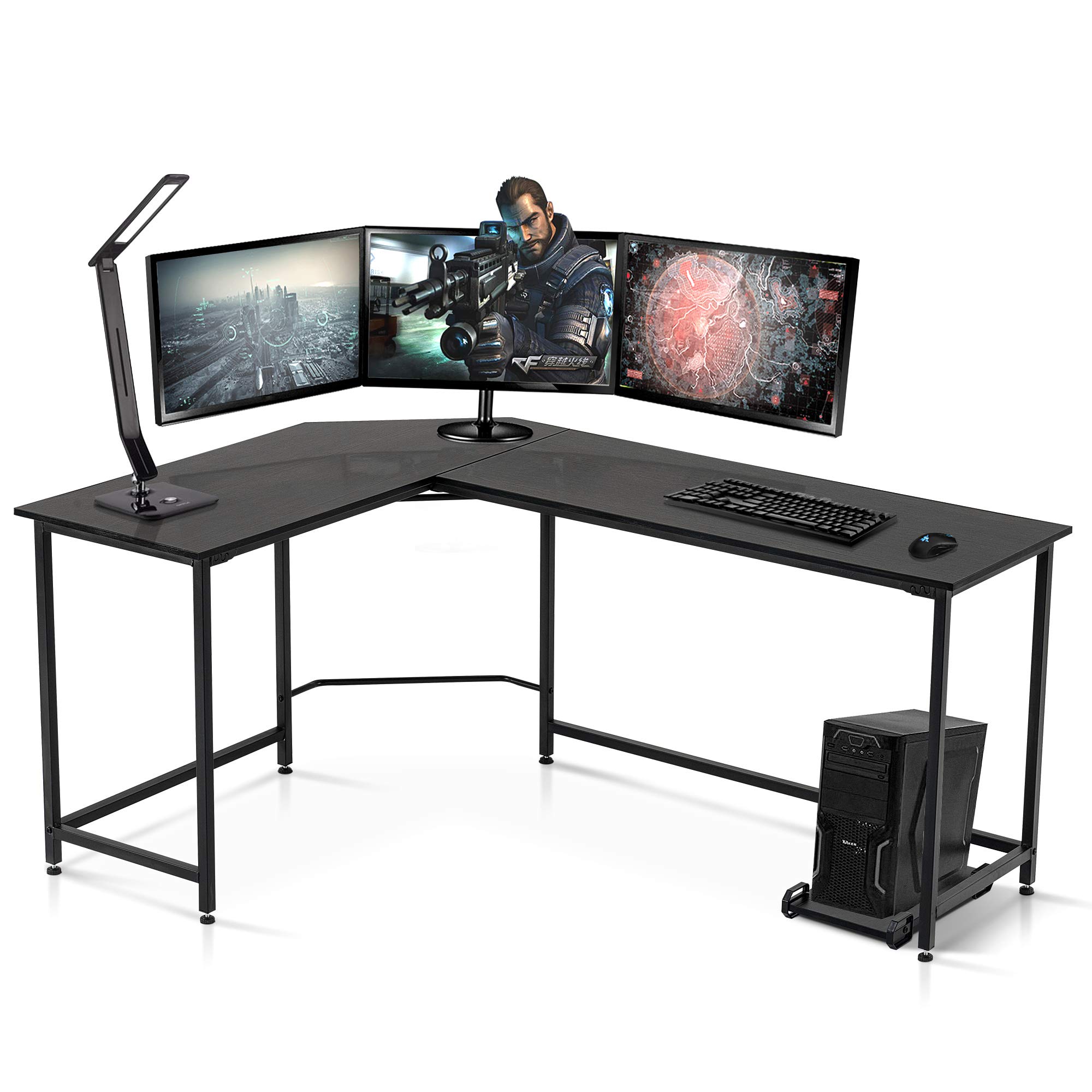 Ivinta L-Shaped Computer Gaming Desk - Modern Corner Office Desk for PC Gaming, Work & Study - Space-Saving Black Writing Desk for Small Spaces | Perfect for Home Office, Gaming Setup & Remote Work