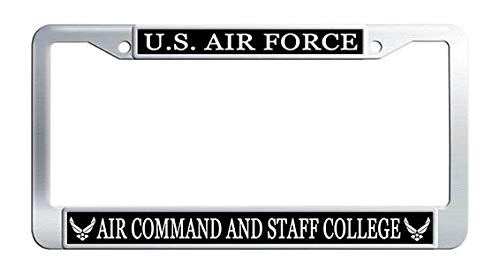 US Air Force Air Command and Staff College License Plate Frame - Stainless Steel Car Tag Holder - Military Pride Accessory for Veterans & Supporters - Perfect for Cars, Trucks & Motorcycles