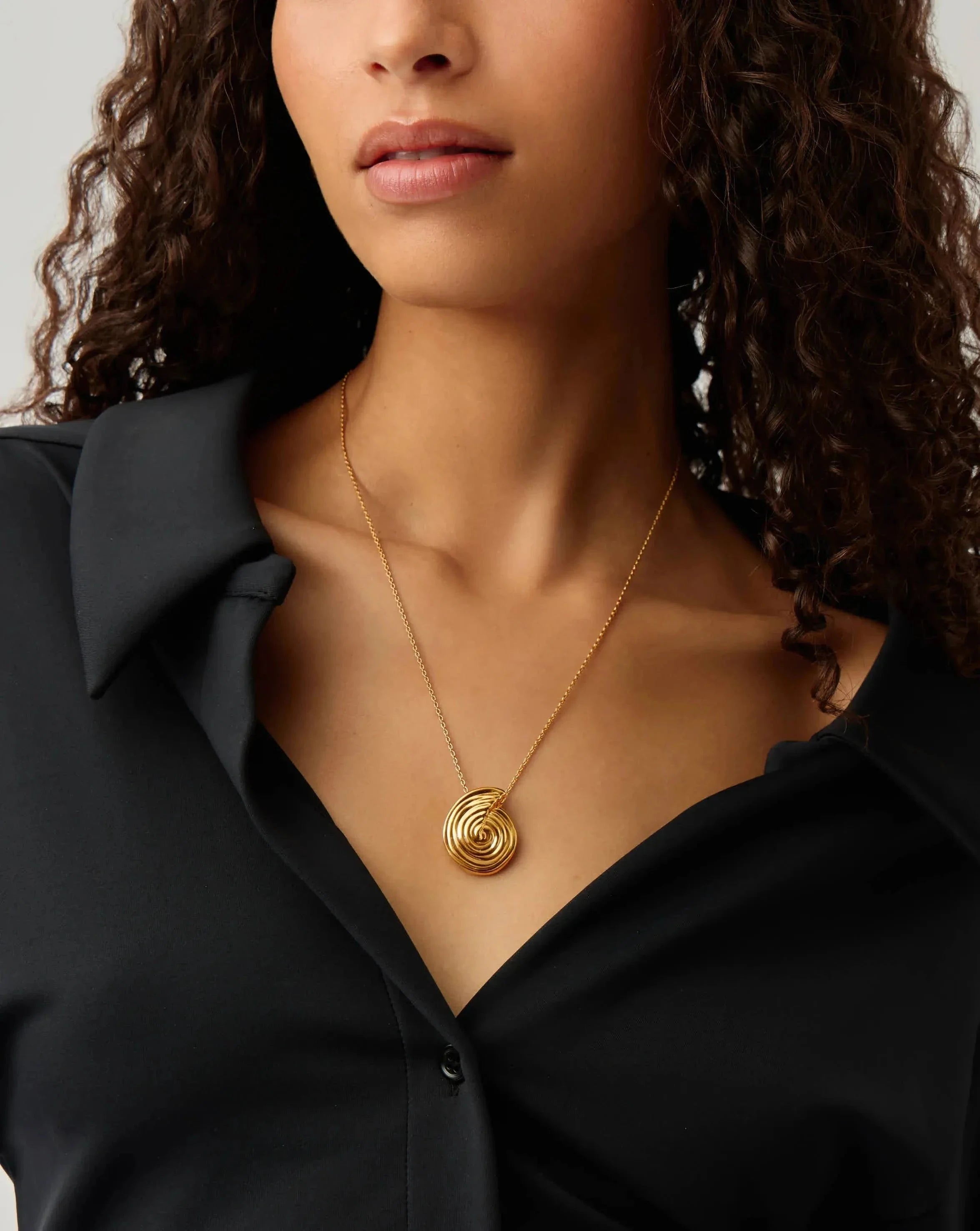 Spiral Large Pendant Necklace - 18k Gold Plated Women's Jewelry for Parties, Weddings & Special Occasions