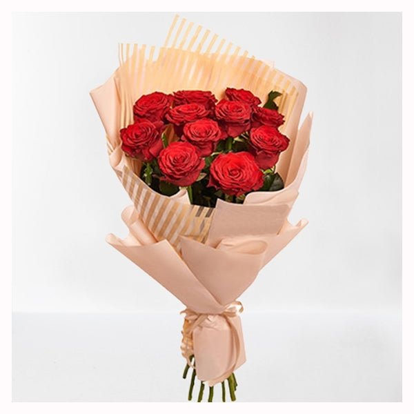 11 Natural Red Roses Bouquet - Fresh Long-Lasting Roses for Valentine's Day, Anniversary, Wedding, or Romantic Gifts