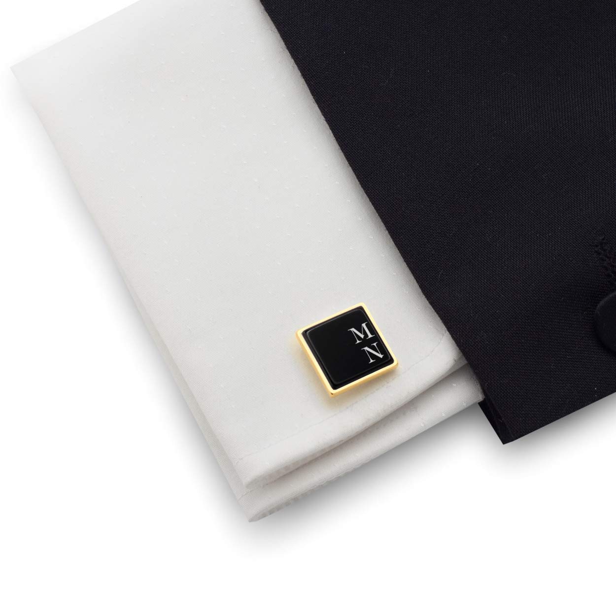 Custom Gold Engraved Initial Cufflinks for Men - Wedding & Anniversary Gifts