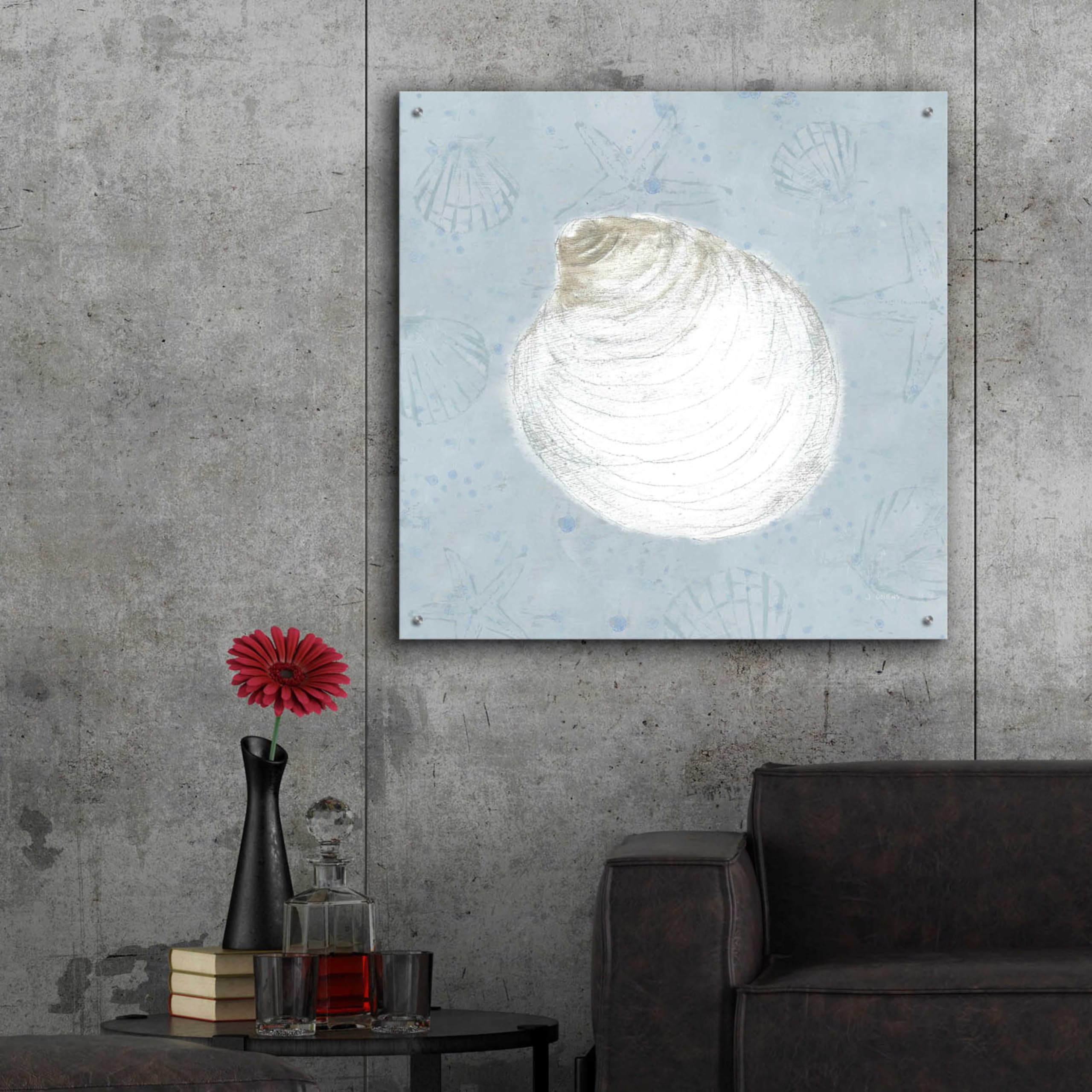 Serene Shells II by James Wiens - 36x36 Inch Acrylic Glass Wall Art Painting, Modern Coastal Home Decor for Living Room, Bedroom & Office