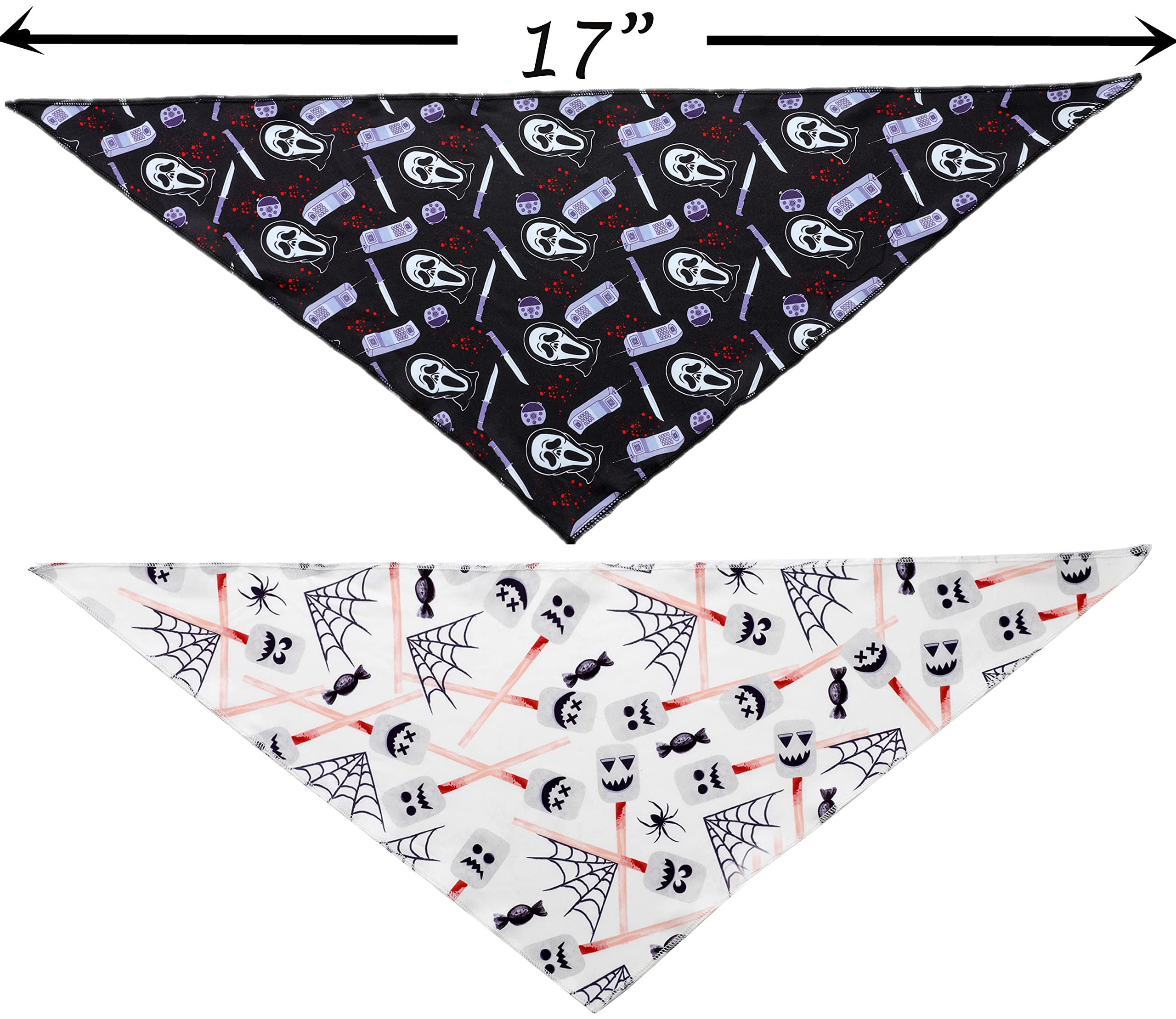 2 Pack Halloween Dog Bandanas - Cute Triangle Bib Scarves for Small, Medium & Large Dogs - Costume Accessories for Pets (Boy/Girl) - Perfect for Halloween Parties, Trick or Treat & Photo Shoots