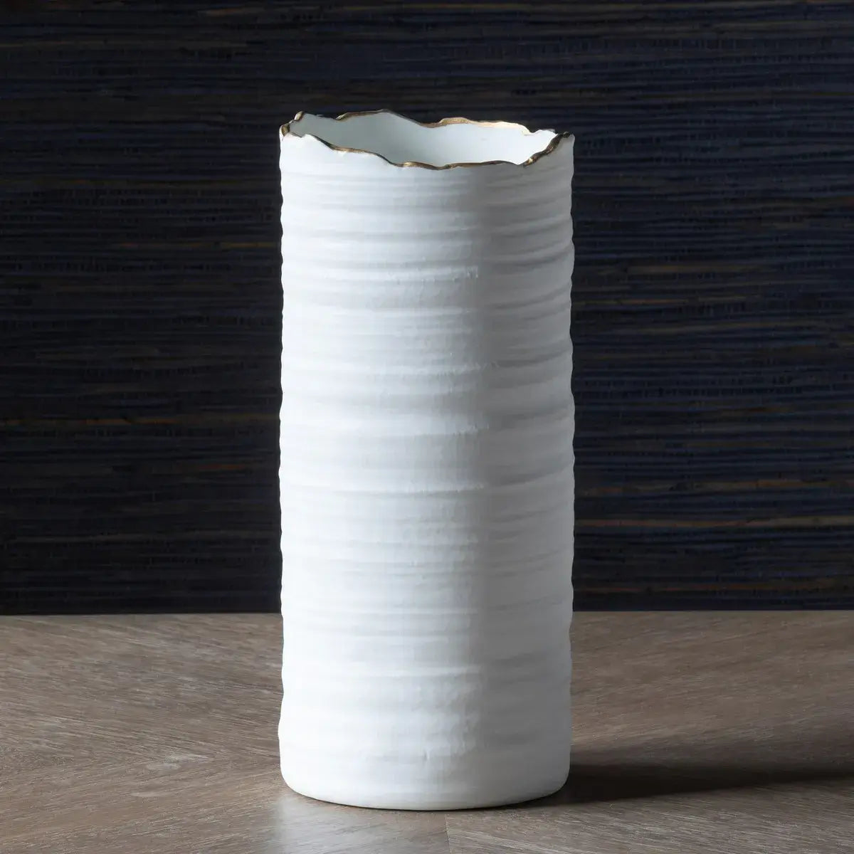 Elegant Gold Rim Organic Ceramic Vase - Perfect for Home Decor, Wedding Centerpieces & Boho Chic Interiors