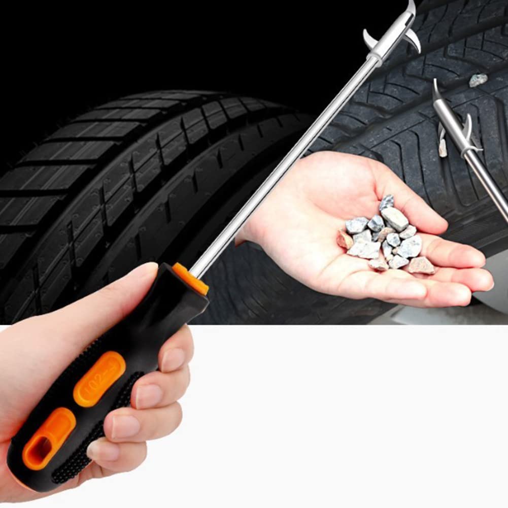 Universal Car Tire Cleaning Hook - Stainless Steel Stone Remover for Auto & Motor Bike Tires - Perfect for Off-Road & Muddy Conditions