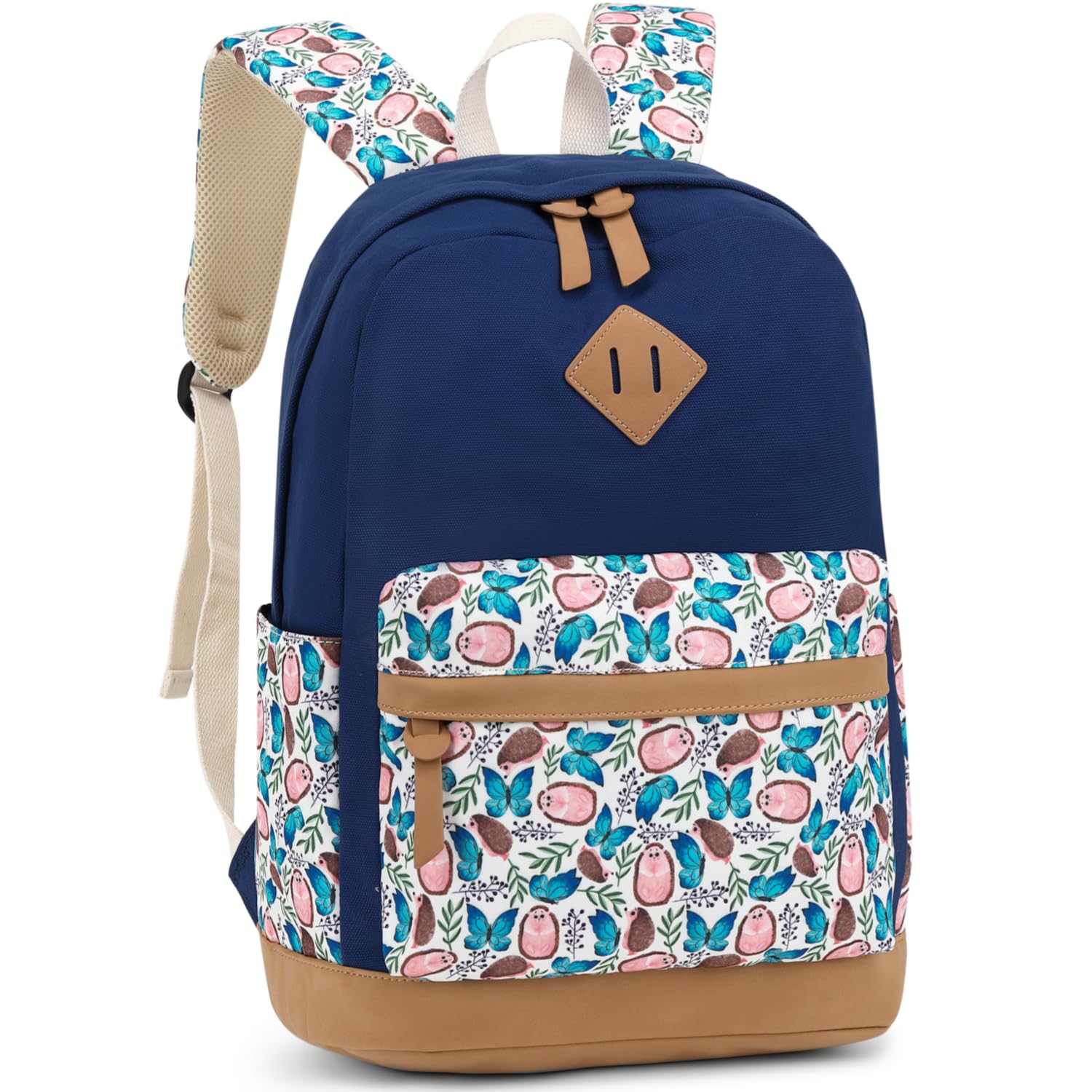 Cute Blue Dark Hedgehog Print School Backpack - Travel Laptop Bag for Women & Girls, Lightweight Durable Casual Daypack for College, Work, Outdoor Adventures