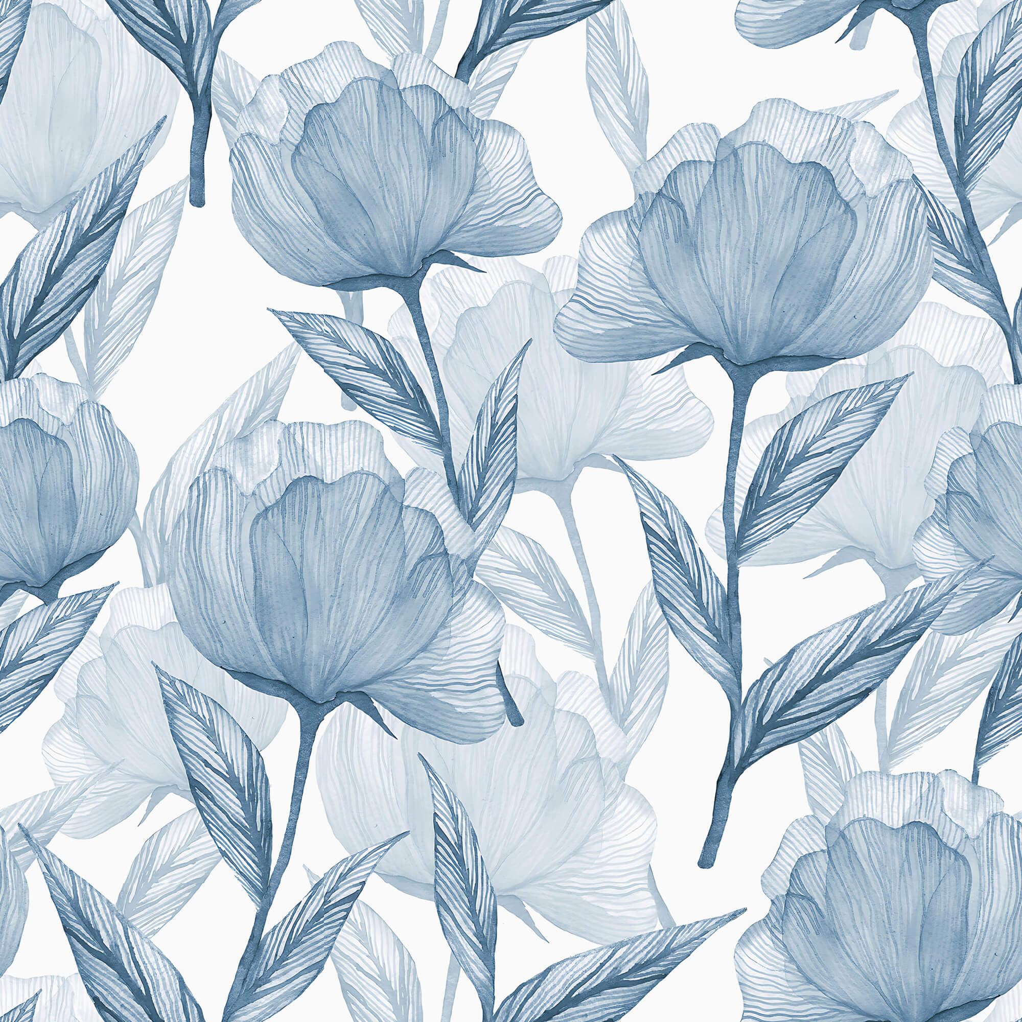 Heroad Boho Floral Peel and Stick Wallpaper - Blue and White Flower Contact Paper for Cabinets, Drawers & Walls - Waterproof Removable Self-Adhesive Decorative Paper (16.1