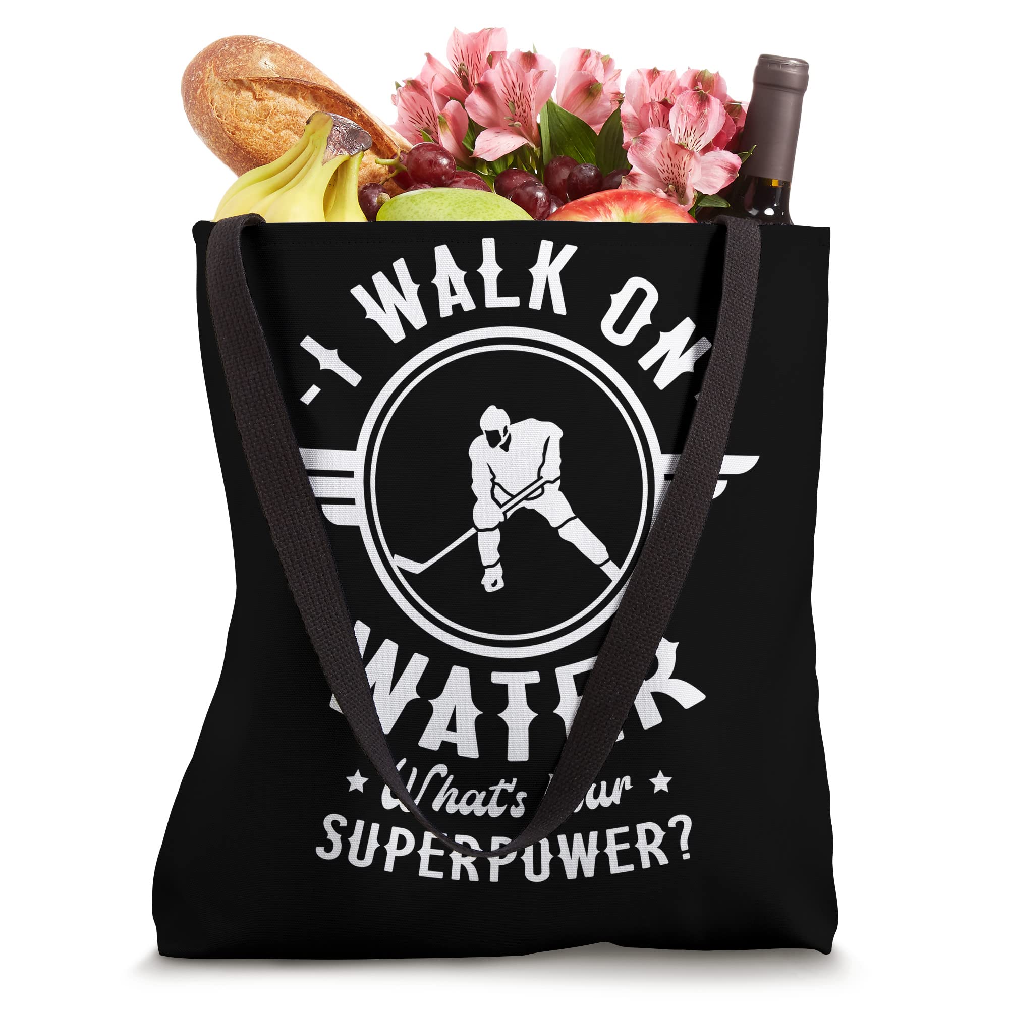 Ice Hockey Player Tote Bag - Walk on Water Superpower Design for Sports Fans, Gym, and Everyday Use
