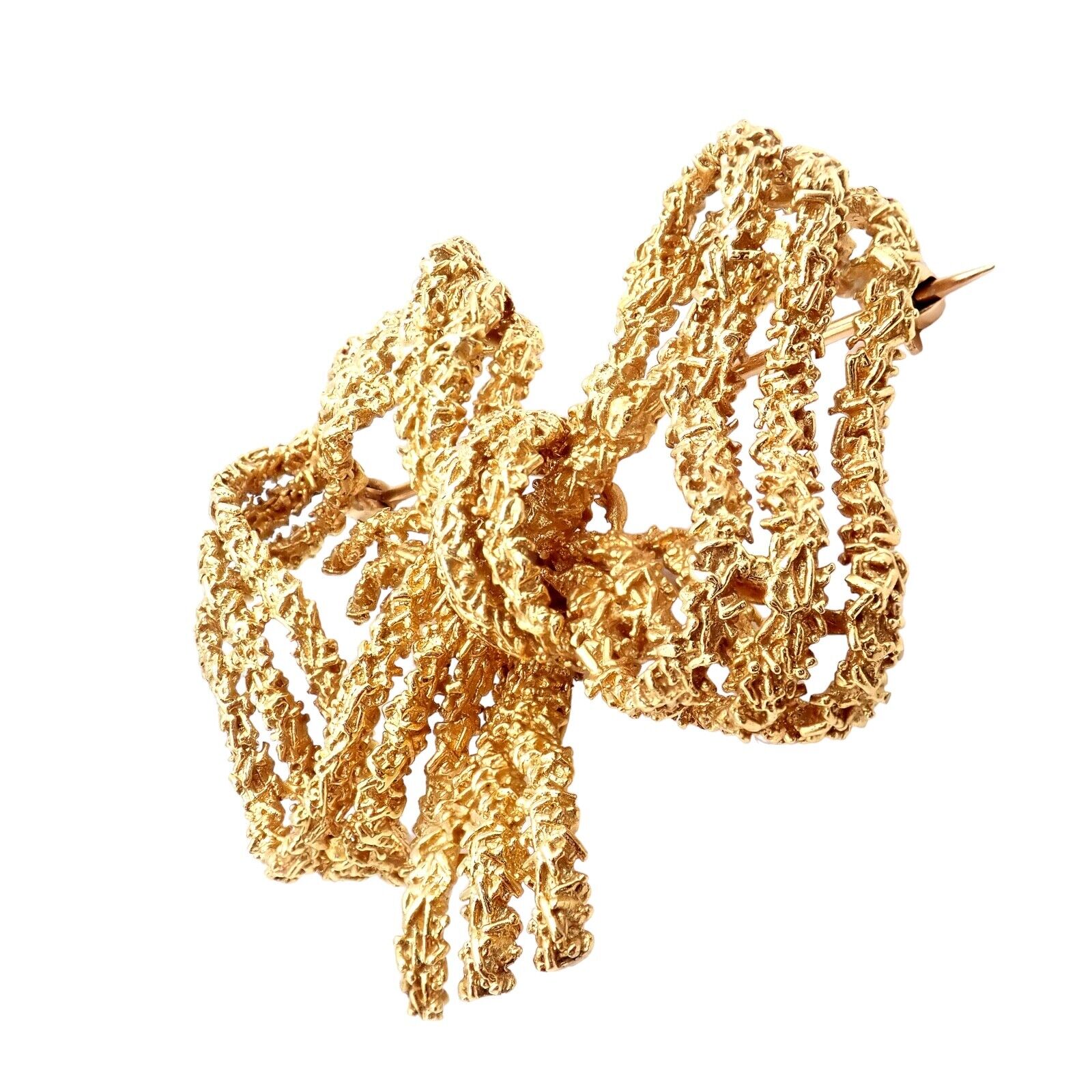 Authentic Vintage Tiffany & Co 18k Yellow Gold Large Ribbon Bow Pin Brooch - Elegant Jewelry Gift for Women, Perfect for Weddings, Parties & Special Occasions