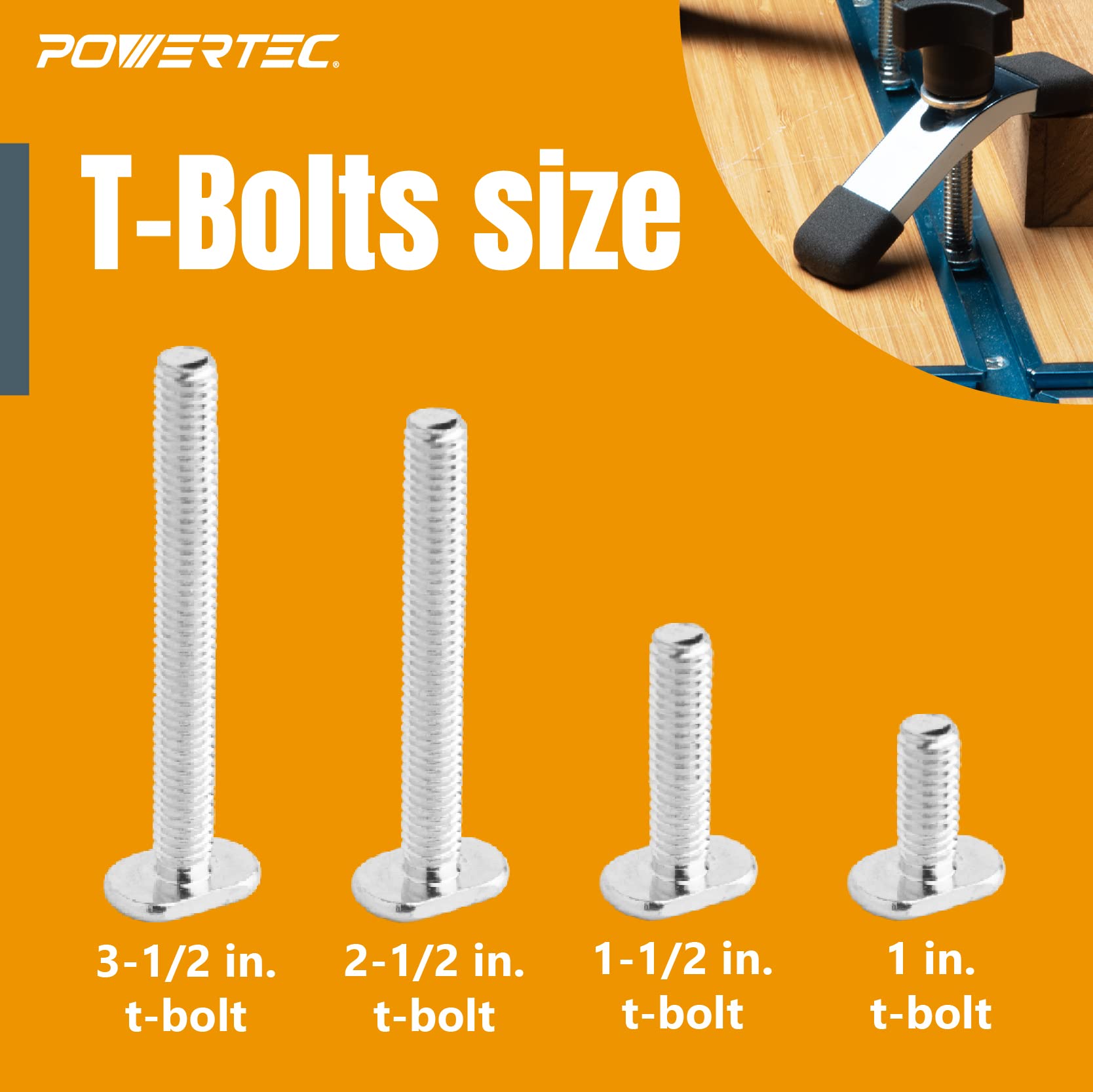 POWERTEC 71121V 16-Pc T Track Knob Kit for Woodworking Jigs & Fixtures - DIY Workshop Accessories