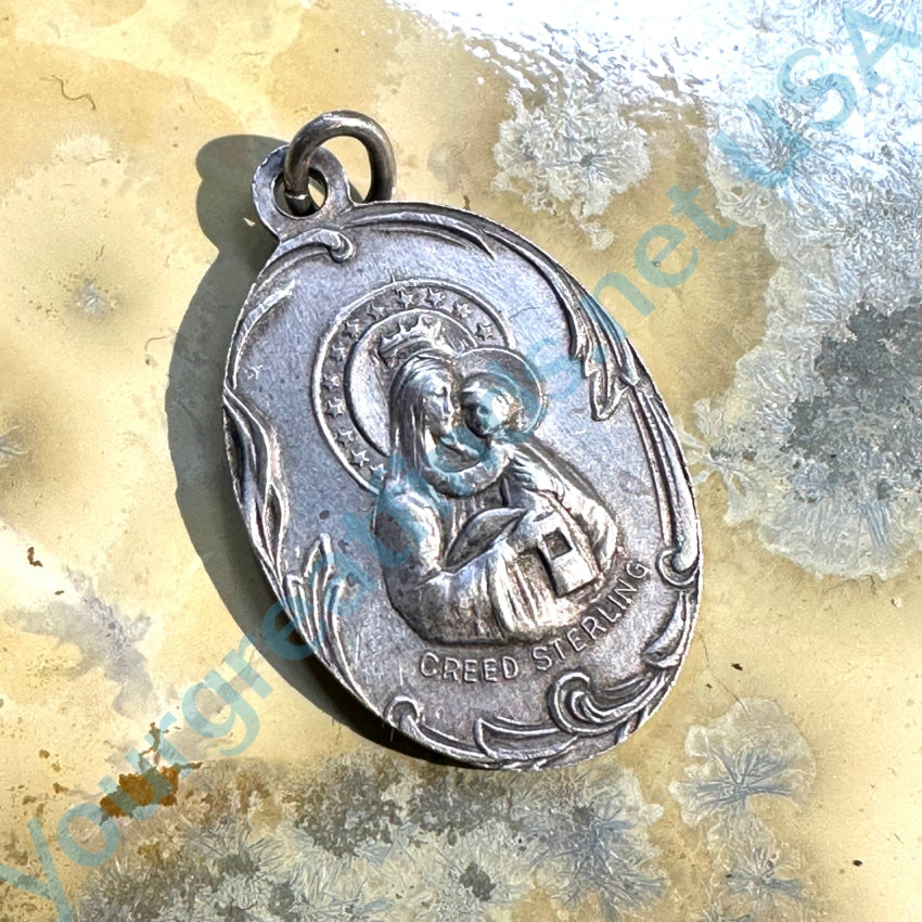 Vintage Jesus & Sacred Mother Sterling Silver Double Sided Pendant Necklace - Religious Jewelry for Women & Men - Perfect for Church, Prayer & Spiritual Gifts