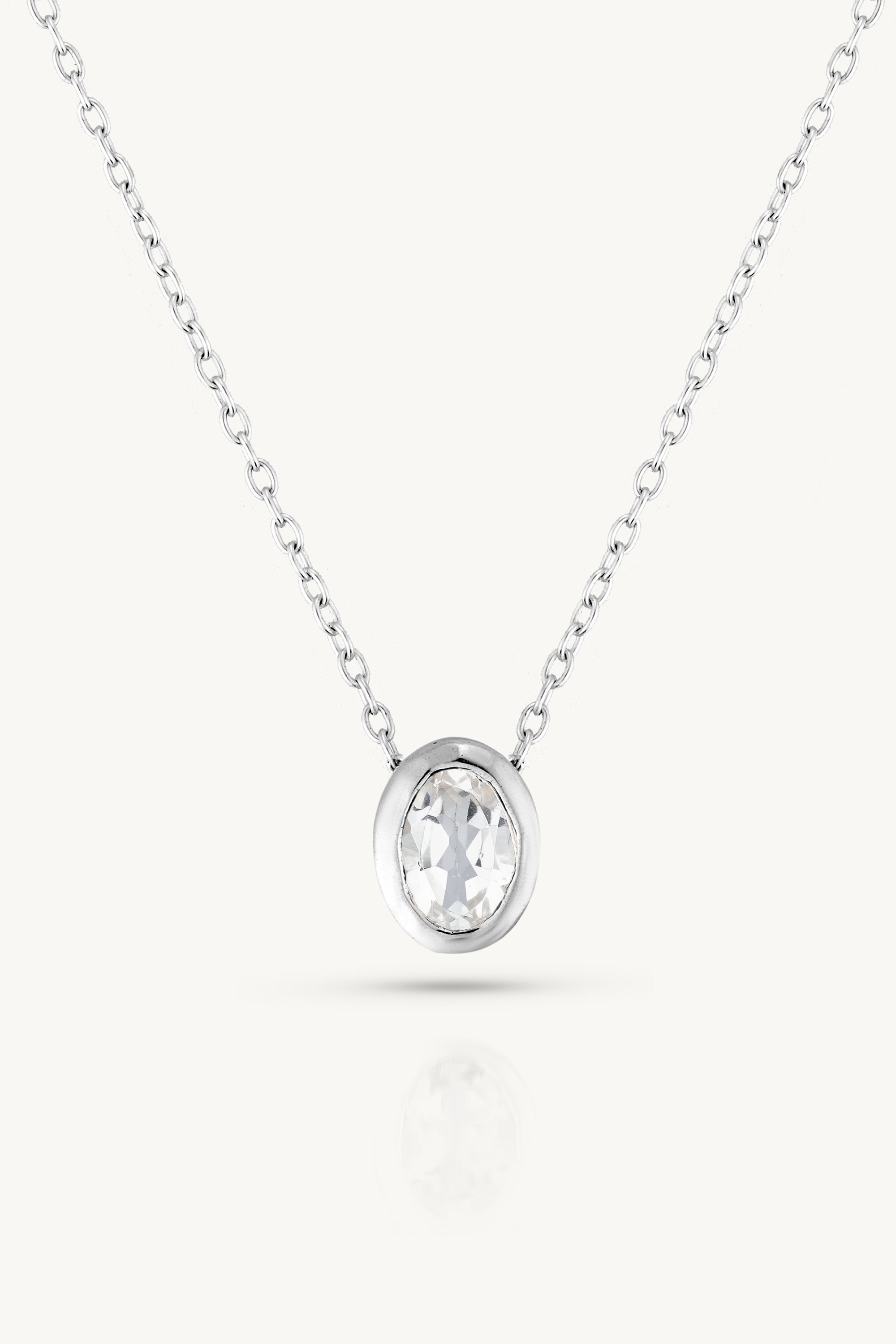 April Birthstone Necklace - Genuine Topaz Silver Oval Pendant for Women, Perfect Gift for April Birthdays, Anniversaries & Special Occasions