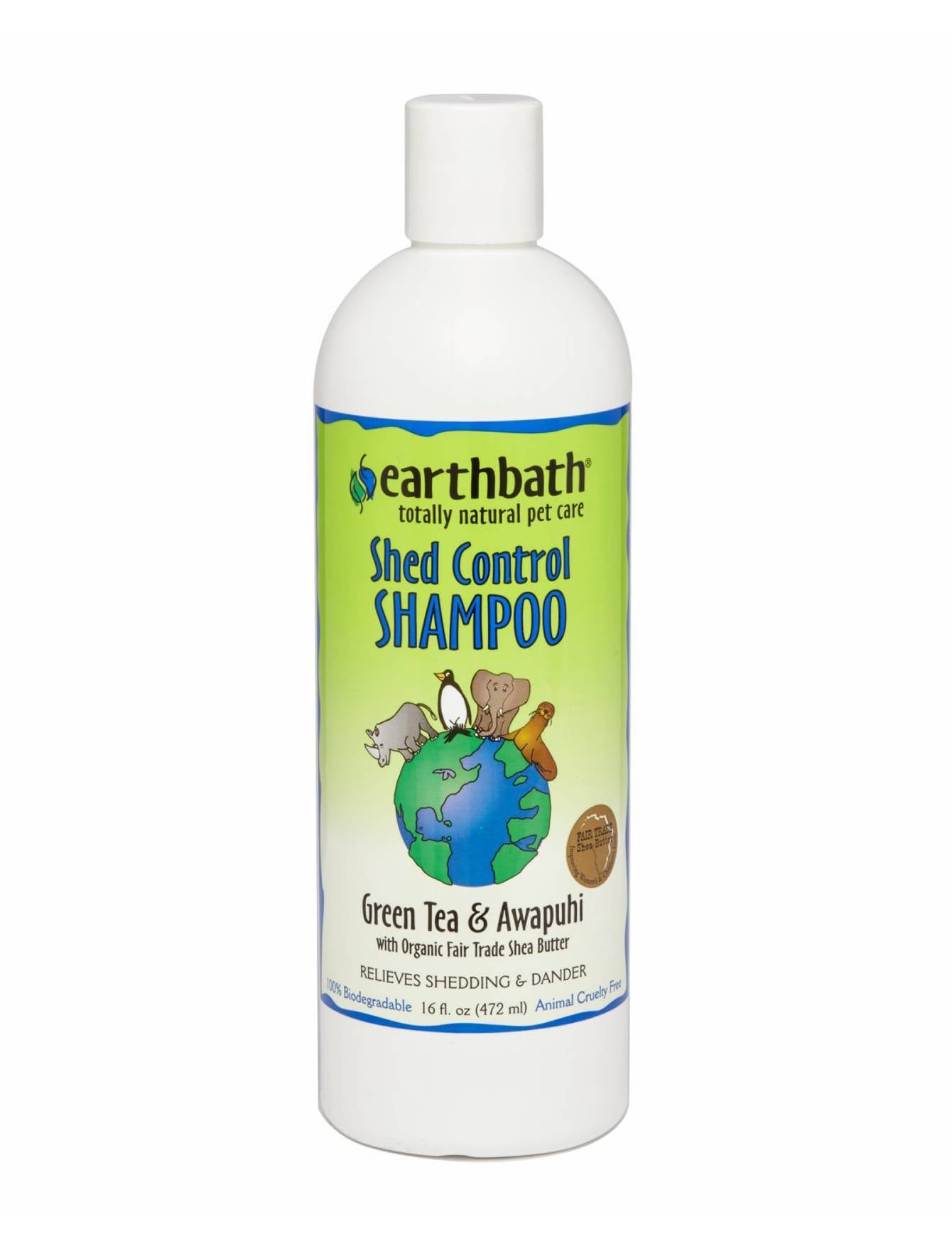 Earthbath Shed Control Green Tea & Awapuhi Shampoo for Dogs & Cats - Natural Deshedding Formula (16oz & 1 Gallon) - Gentle Pet Grooming Solution for Shedding Season & Allergy Relief