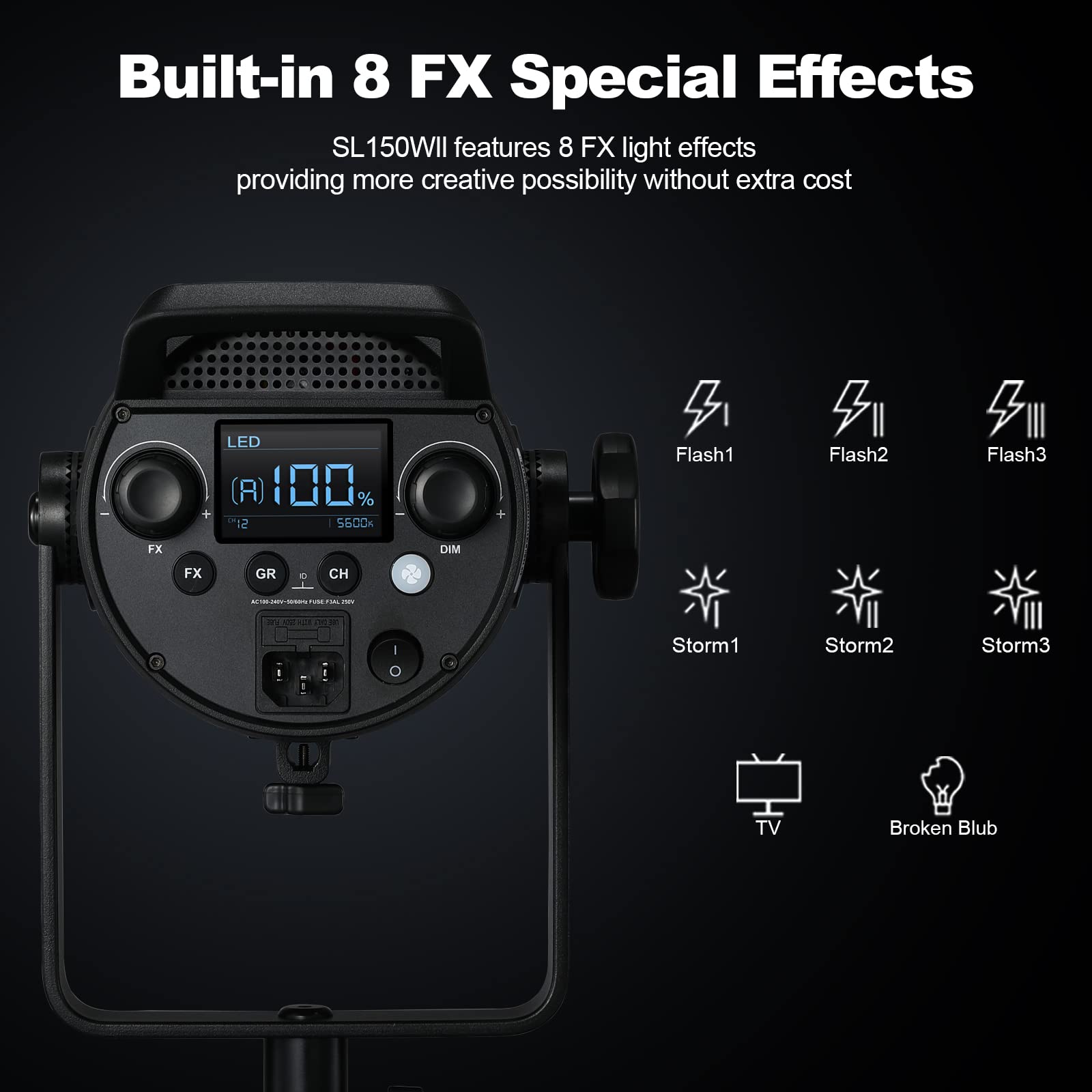 Godox SL150III 160W LED Video Light - Ultra Silent Continuous Studio Lighting with 5600±200K CRI96+ TLCI97+ - Bluetooth App & 2.4G Wireless Control, Bowens Mount - Perfect for YouTube, Photography, Live Streaming & Film Production