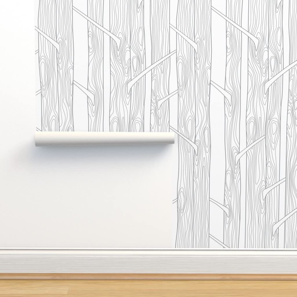 Peel & Stick Wallpaper 9ft x 2ft - Birch Grey Forest Woodland Tree Design | Removable Self-Adhesive Wallpaper for Bedroom, Living Room & Nursery Decor | Eco-Friendly & Customizable