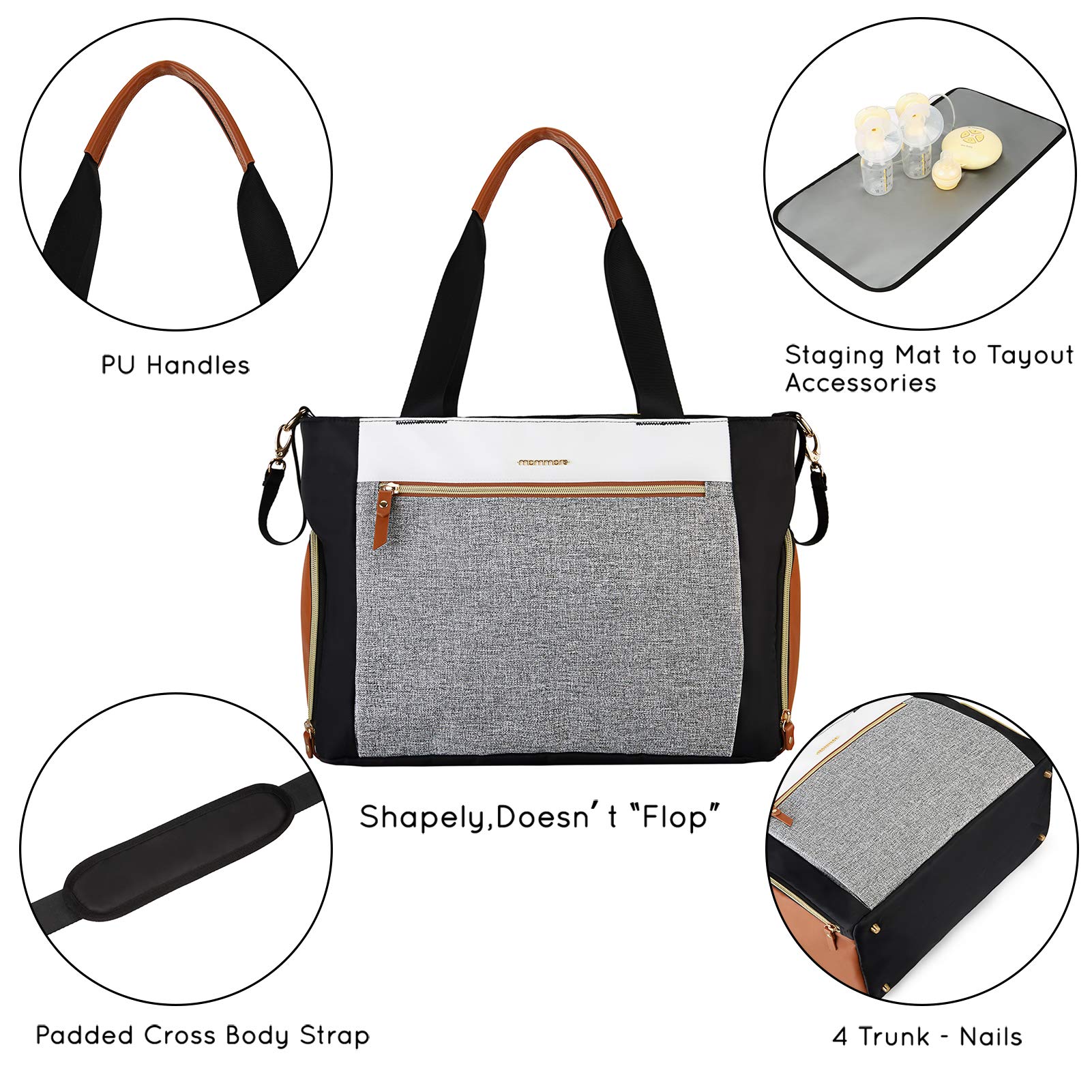 Mommore Multi-Functional Breast Pump & Diaper Bag with 15